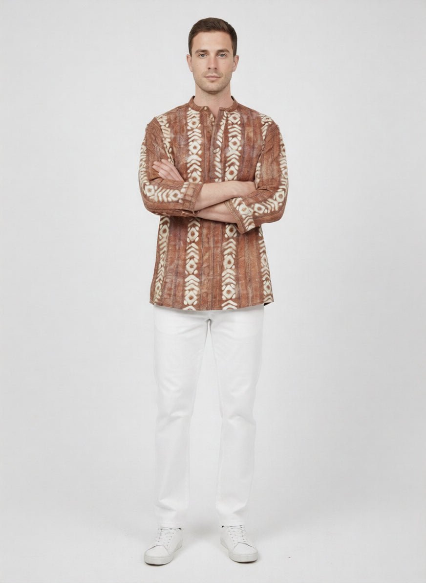 C.C NR GOLD BATIK RUST MENS SHIRT