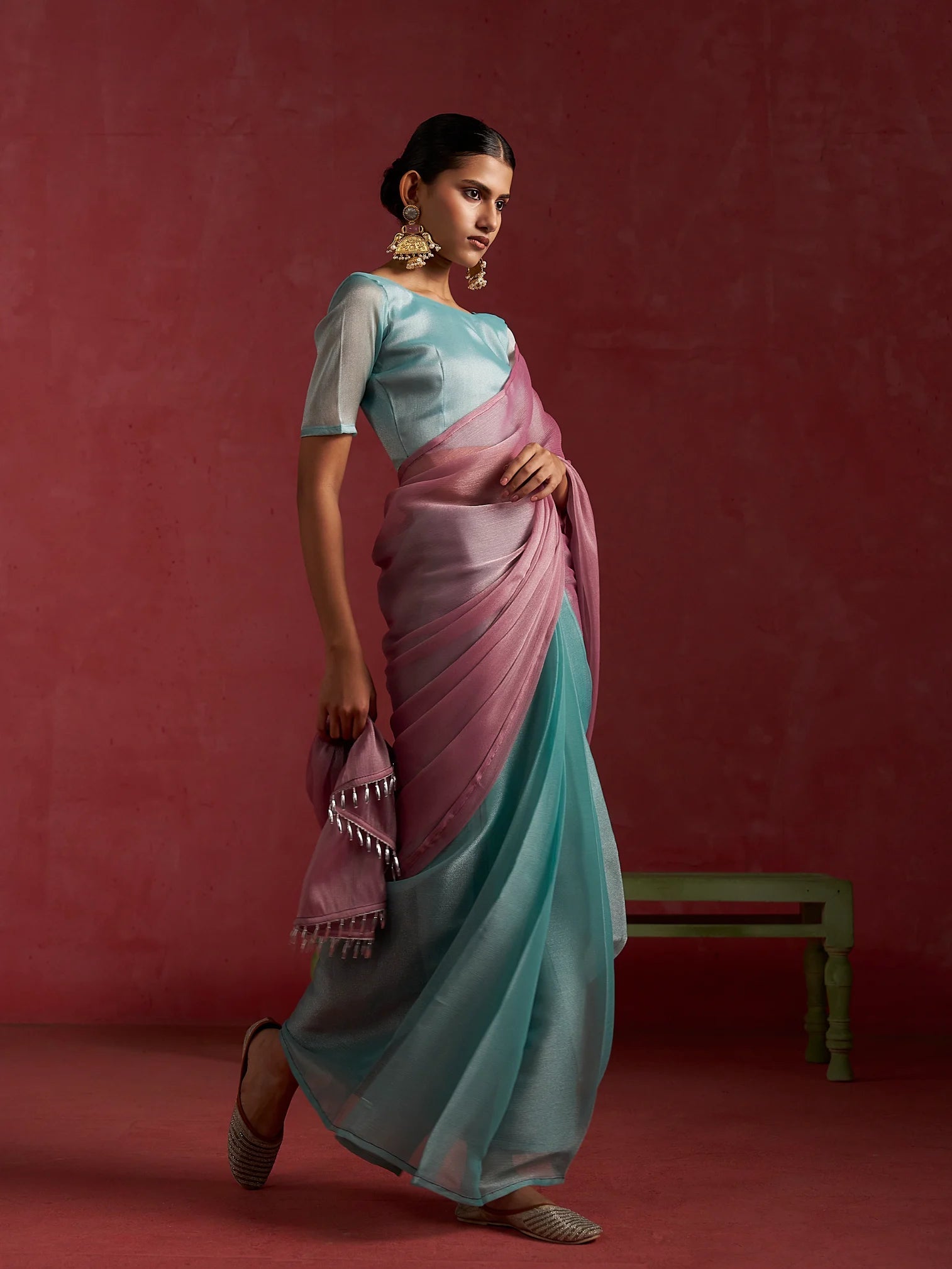 CHANDNI IN APATITE PINK PRE-PLEATED SAREE