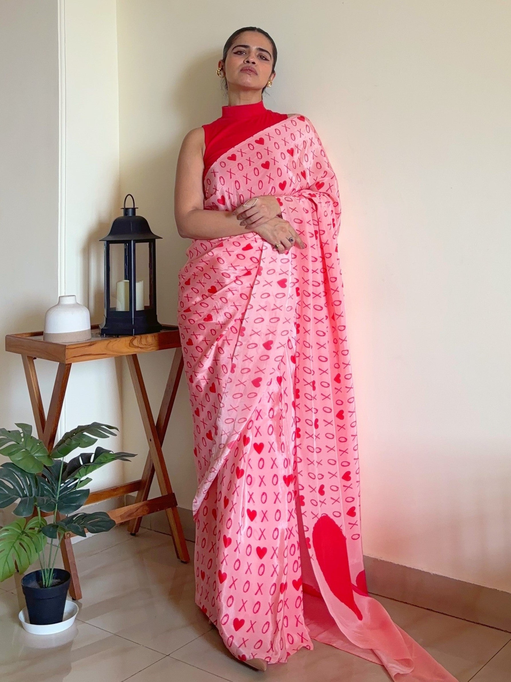 CHARU TYAGI IN NATURAL CRAPE DIGITAL PRINTED PEACH SAREE