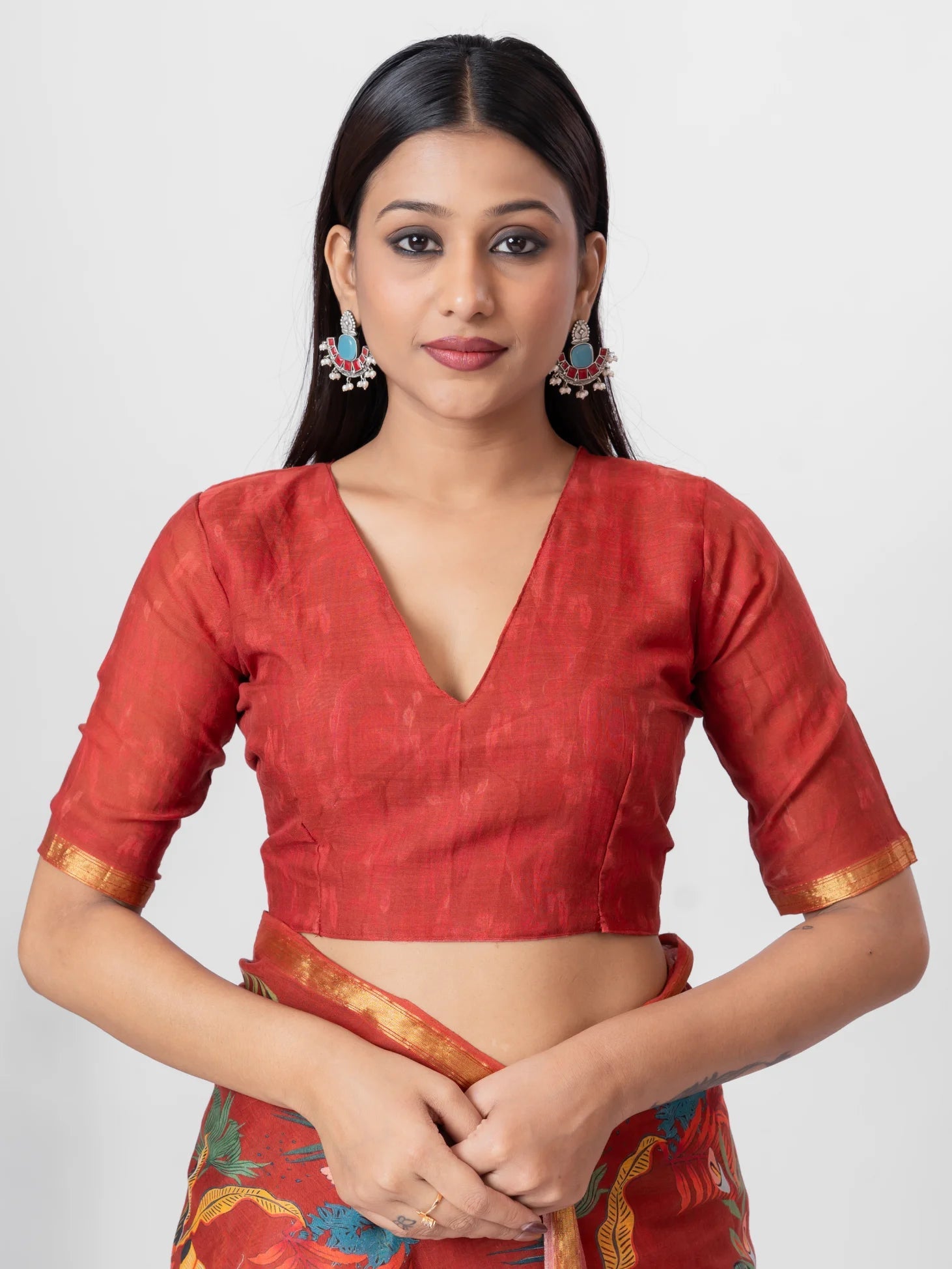 CHINESE MAROON MULMUL COTTON LIVA DIGITAL PRINTED SAREE