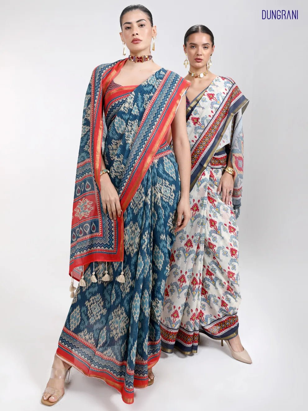DARK BLUE MULMUL COTTON LIVA DIGITAL PRINTED SAREE
