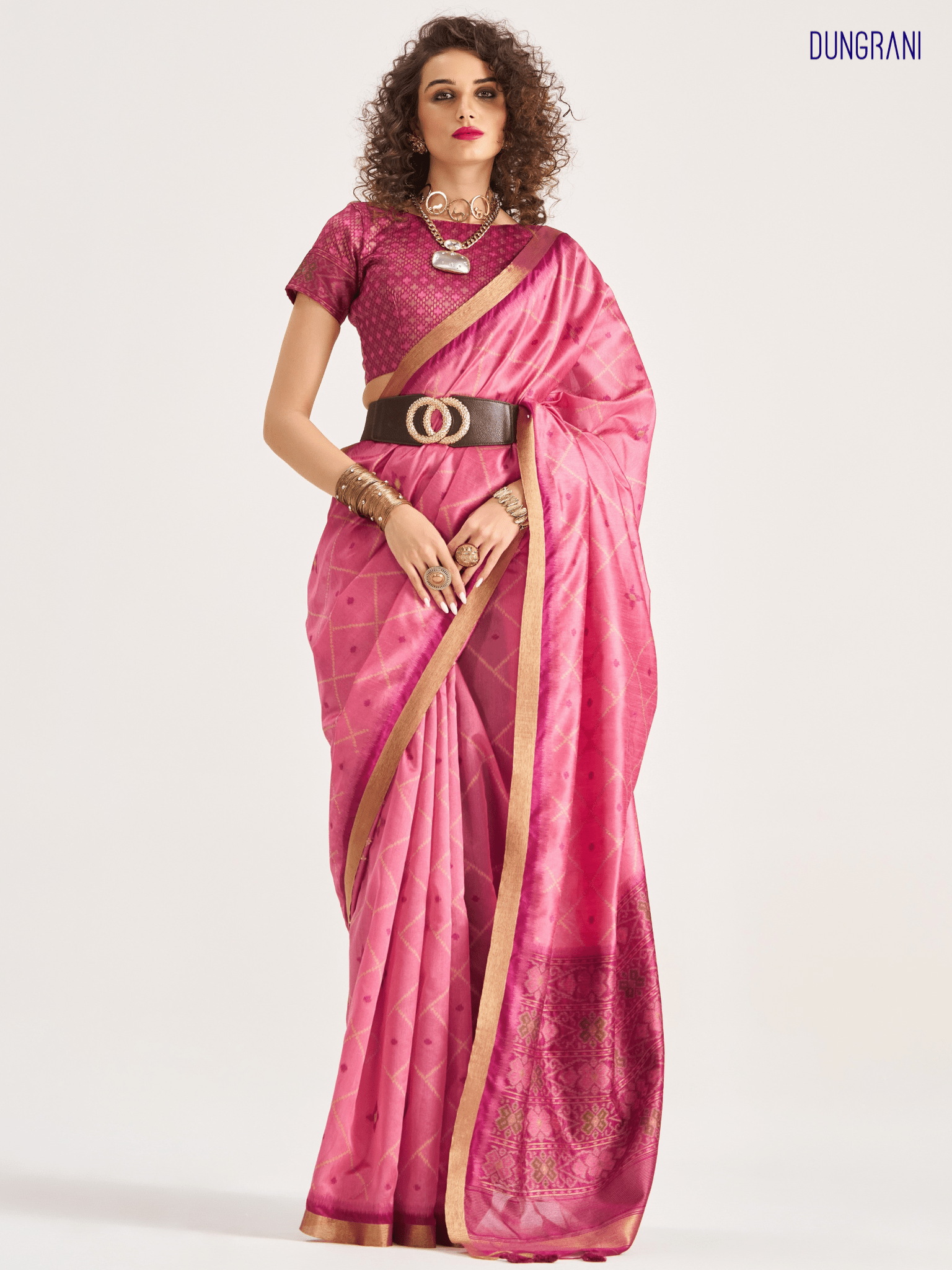 DARK PINK HANDWOVEN BUTTERFLY ART SILK SAREE