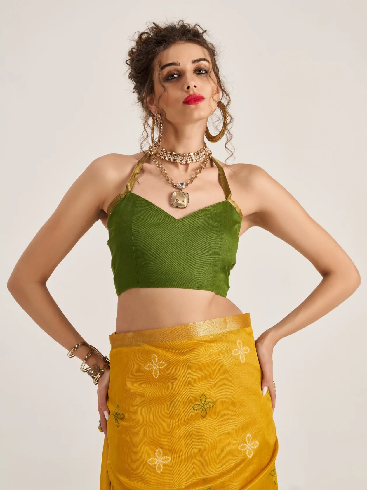 DEEP YELLOW HANDWOVEN BANDHEJ ART SILK SAREE