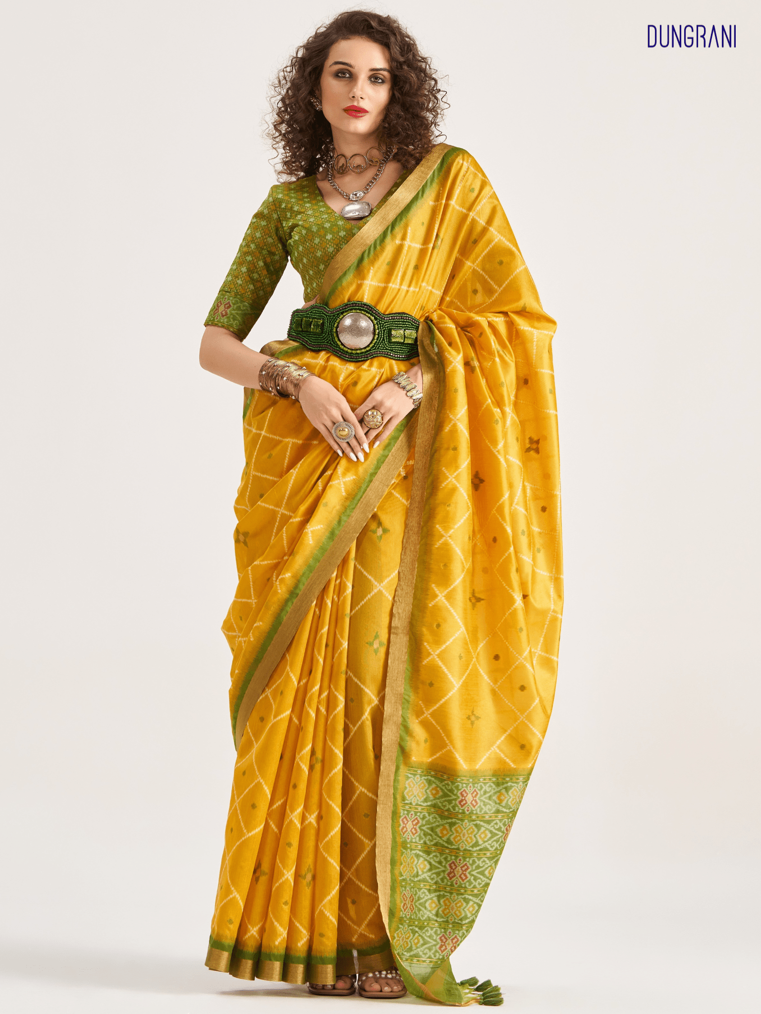 DEEP YELLOW HANDWOVEN BUTTERFLY ART SILK SAREE