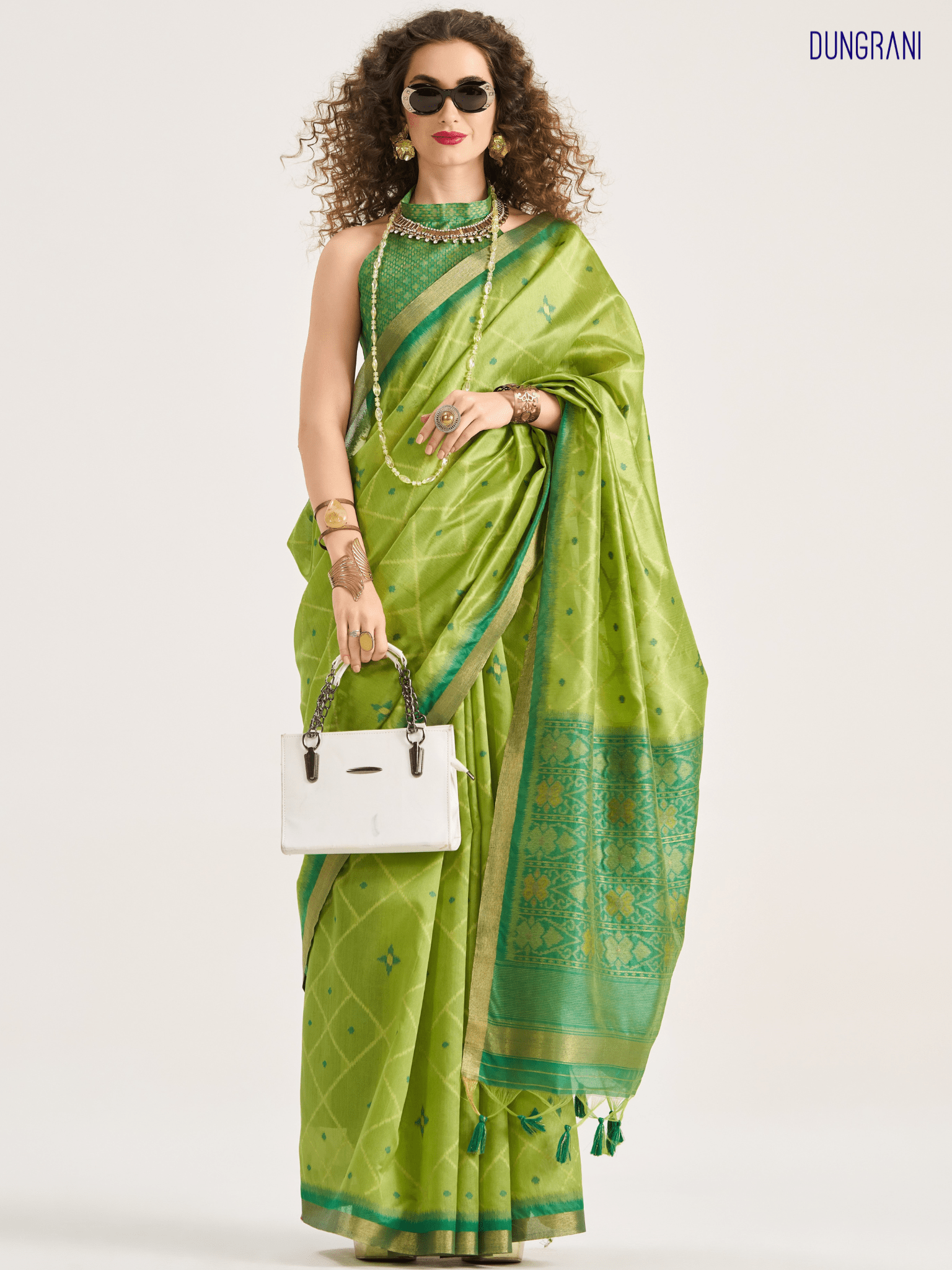 GREEN HANDWOVEN BUTTERFLY ART SILK SAREE