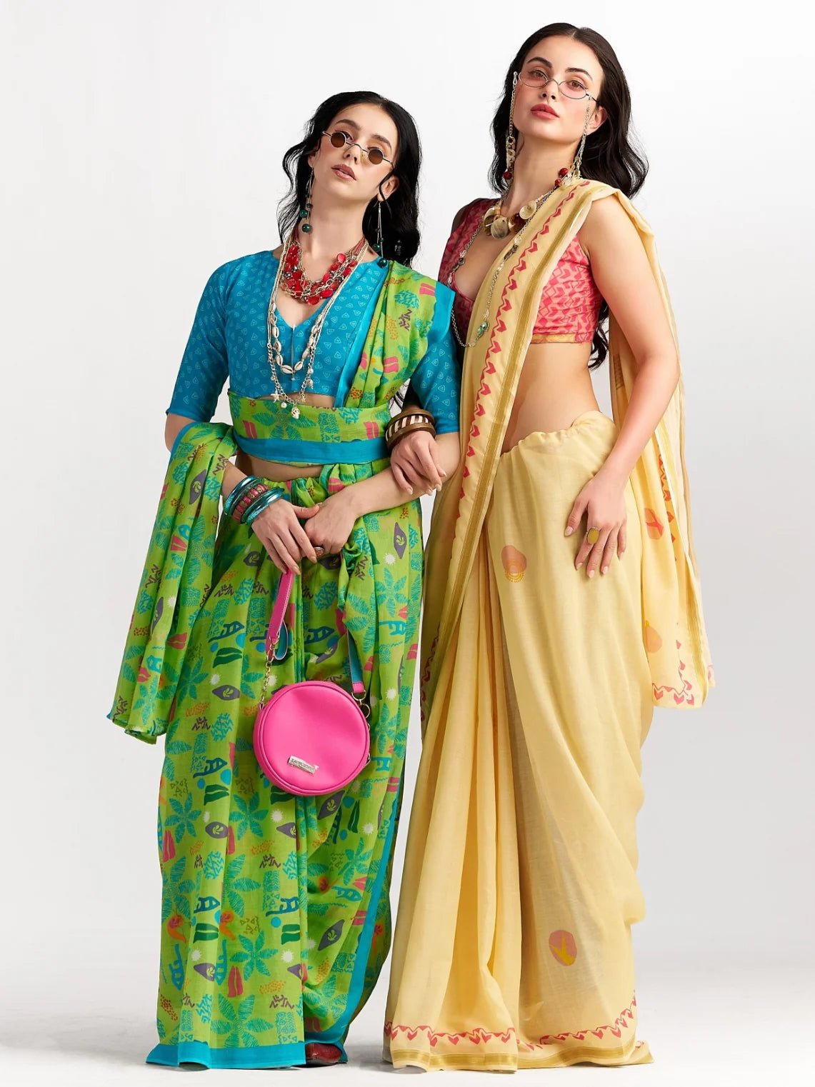 GREEN VISCOSE MUL LIVA DIGITAL PRINTED SAREE