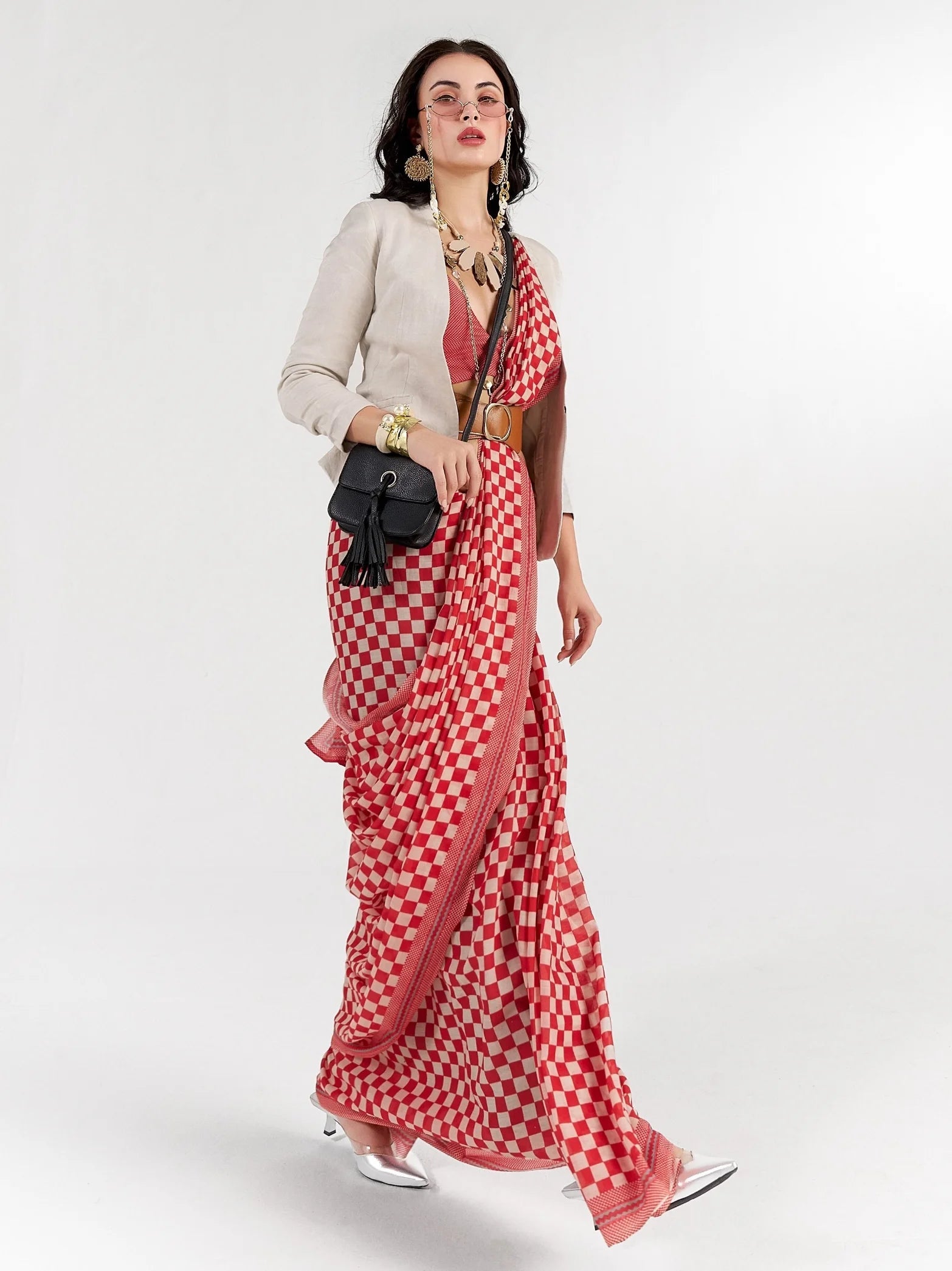 IMPERIAL RED MULMUL COTTON LIVA DIGITAL PRINTED SAREE