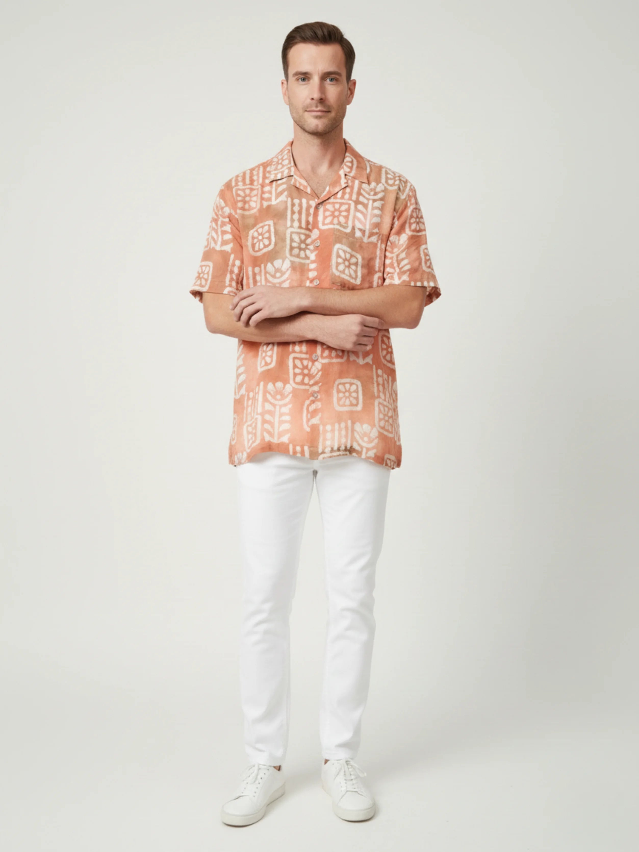 LIVO LINEN BATIK PRINTED MULTI-COLOR MEN'S SHIRT