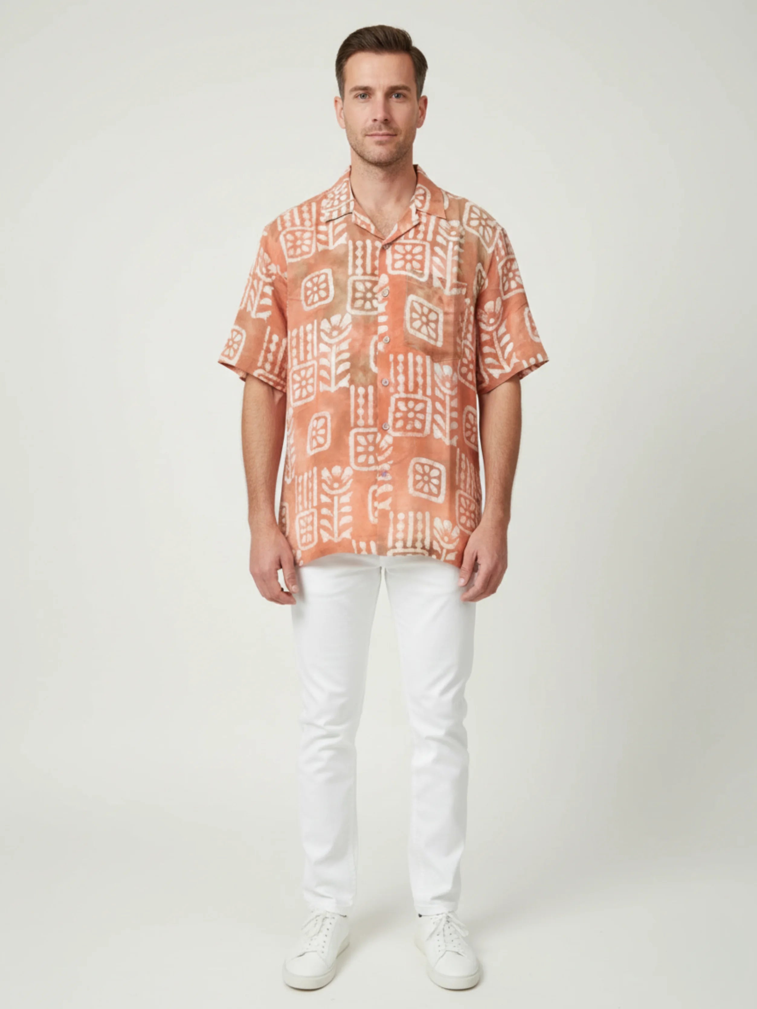 LIVO LINEN BATIK PRINTED MULTI-COLOR MEN'S SHIRT