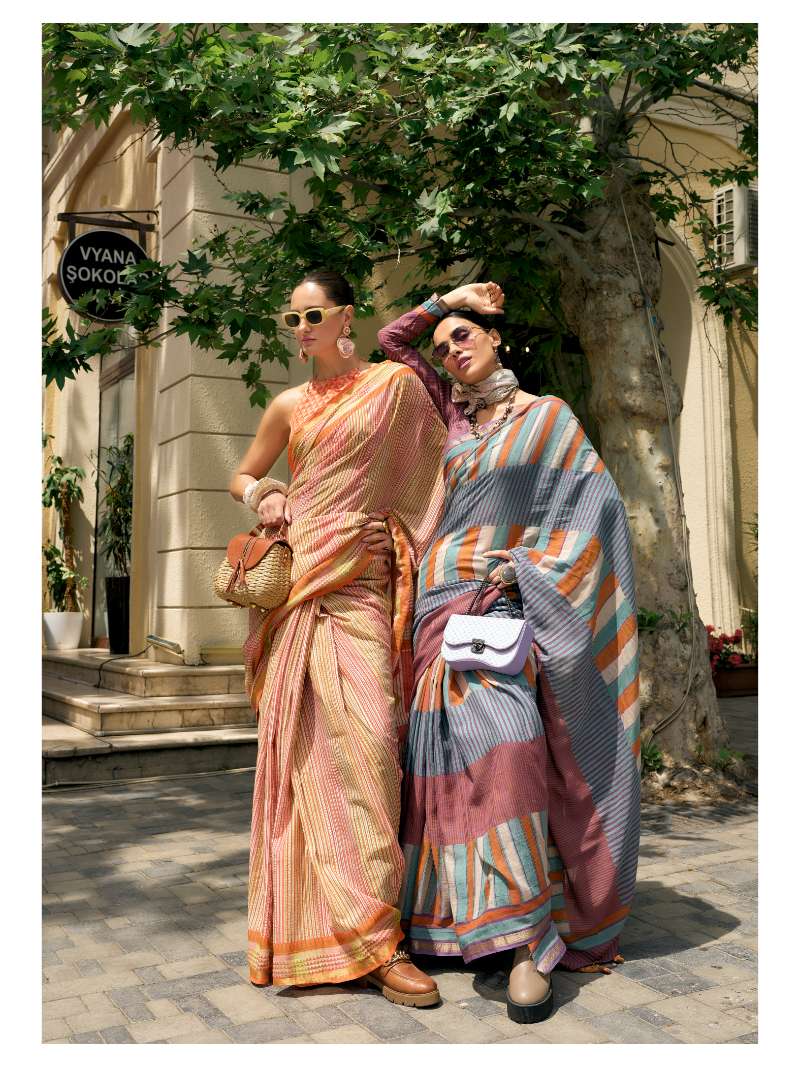 MULTI COLOUR VISCOSE MUL LIVA BLOCK PRINTED SAREE