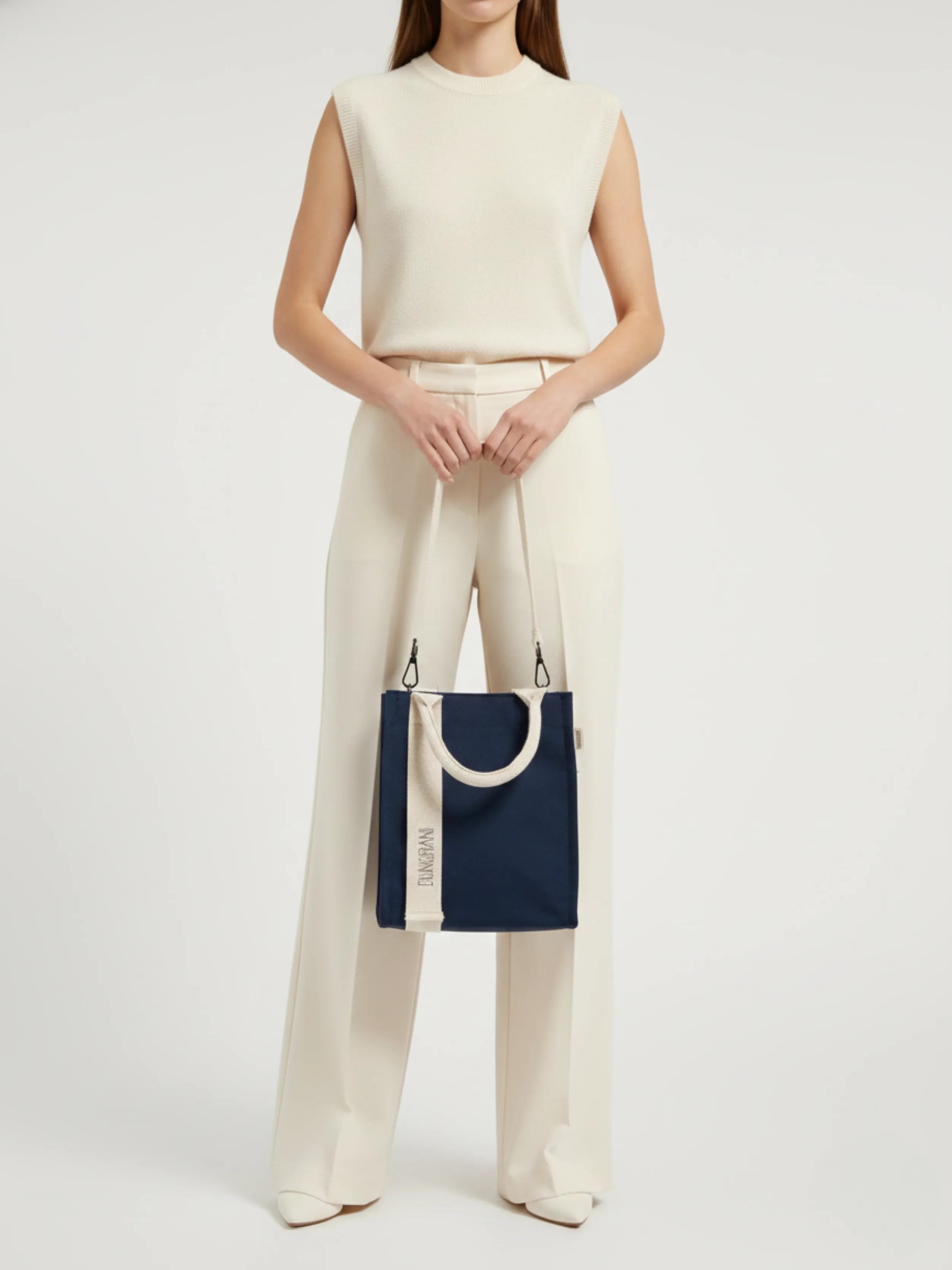 NAVY BLUE MINI SQUARE TOTE BAG
