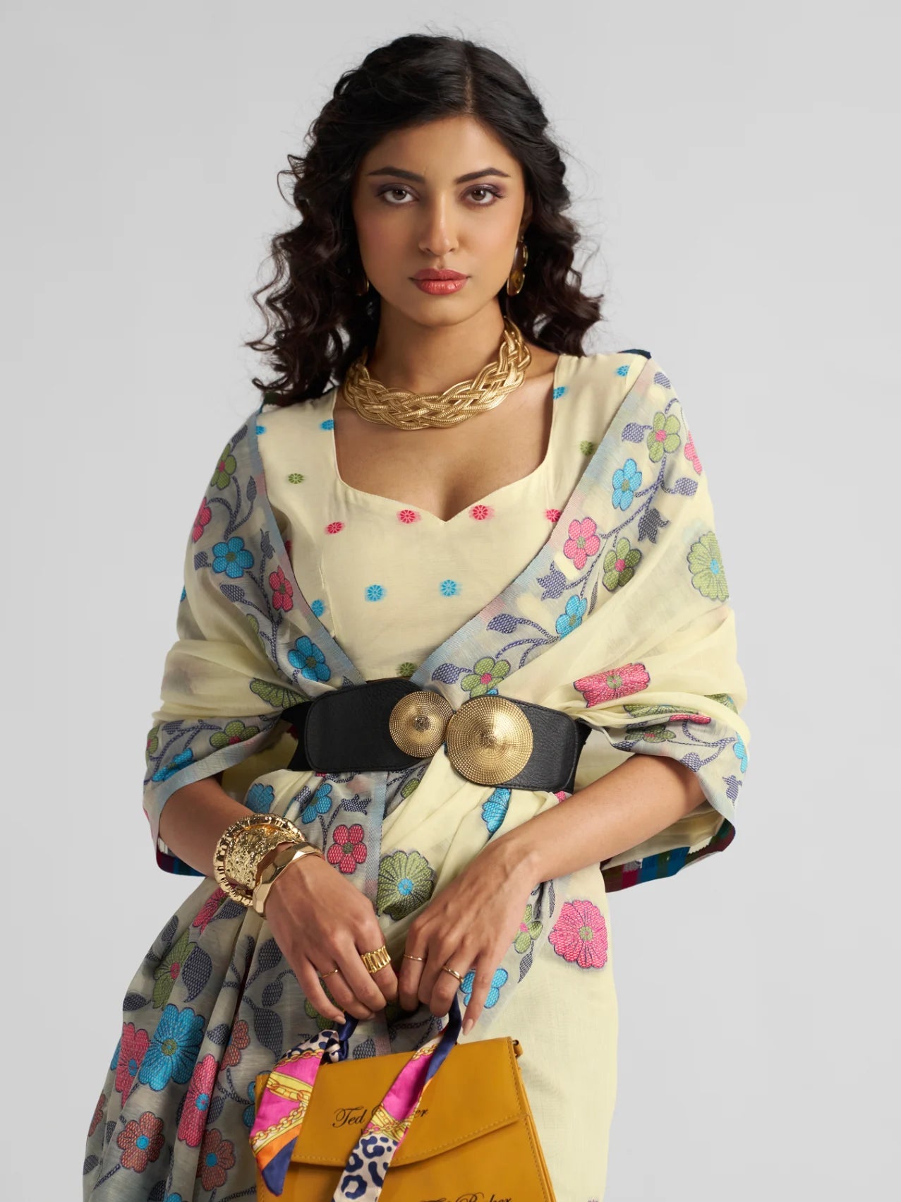 OFF WHITE COTTON SILK GARDENIA SAREE