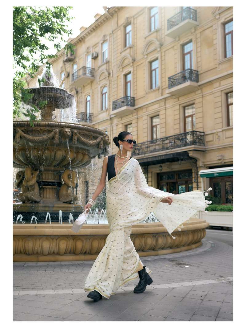 OFF-WHITE VISCOSE MUL LIVA POPPY SAREE