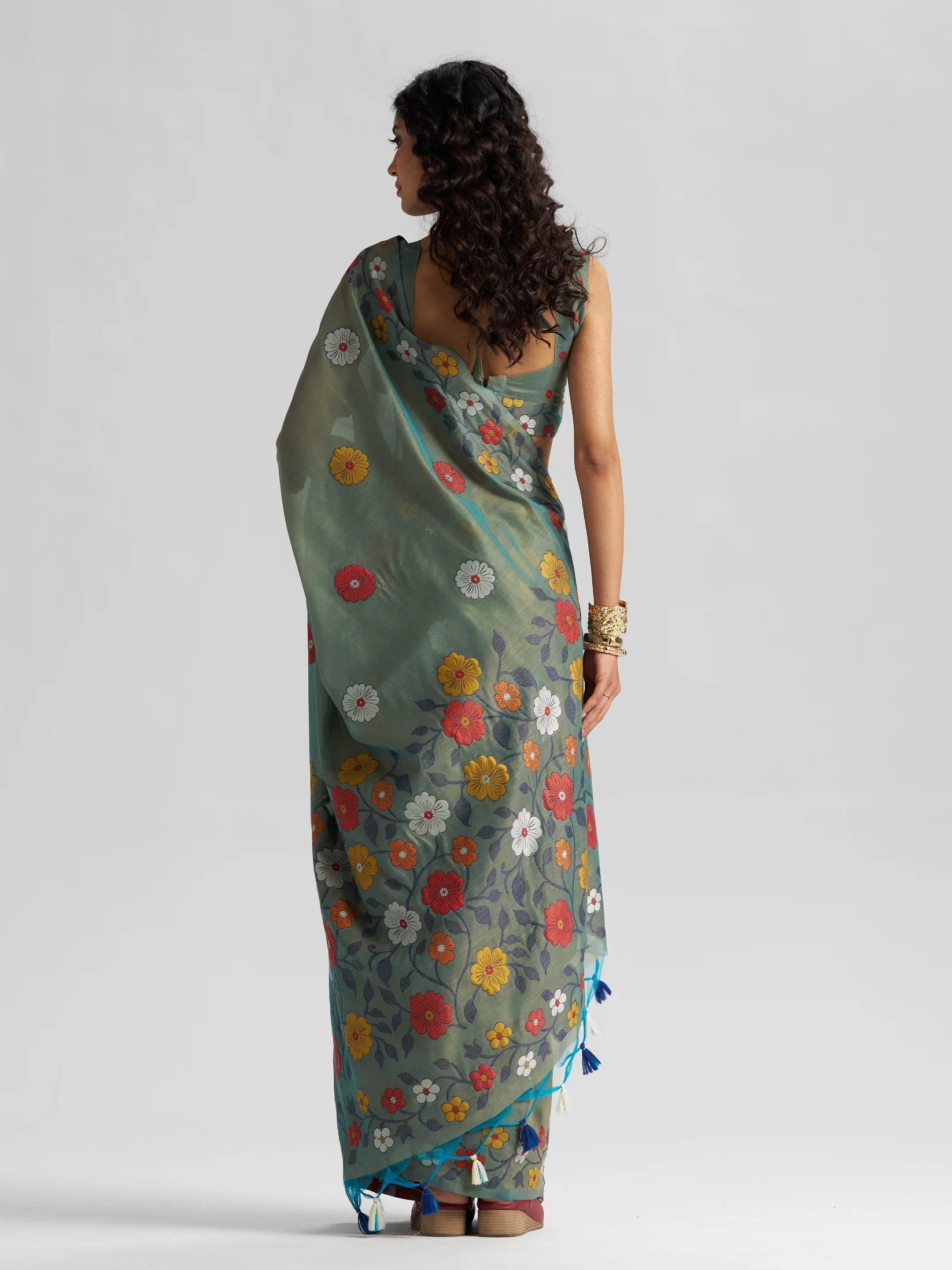 OLIVE GREEN COTTON SILK GARDENIA SAREE