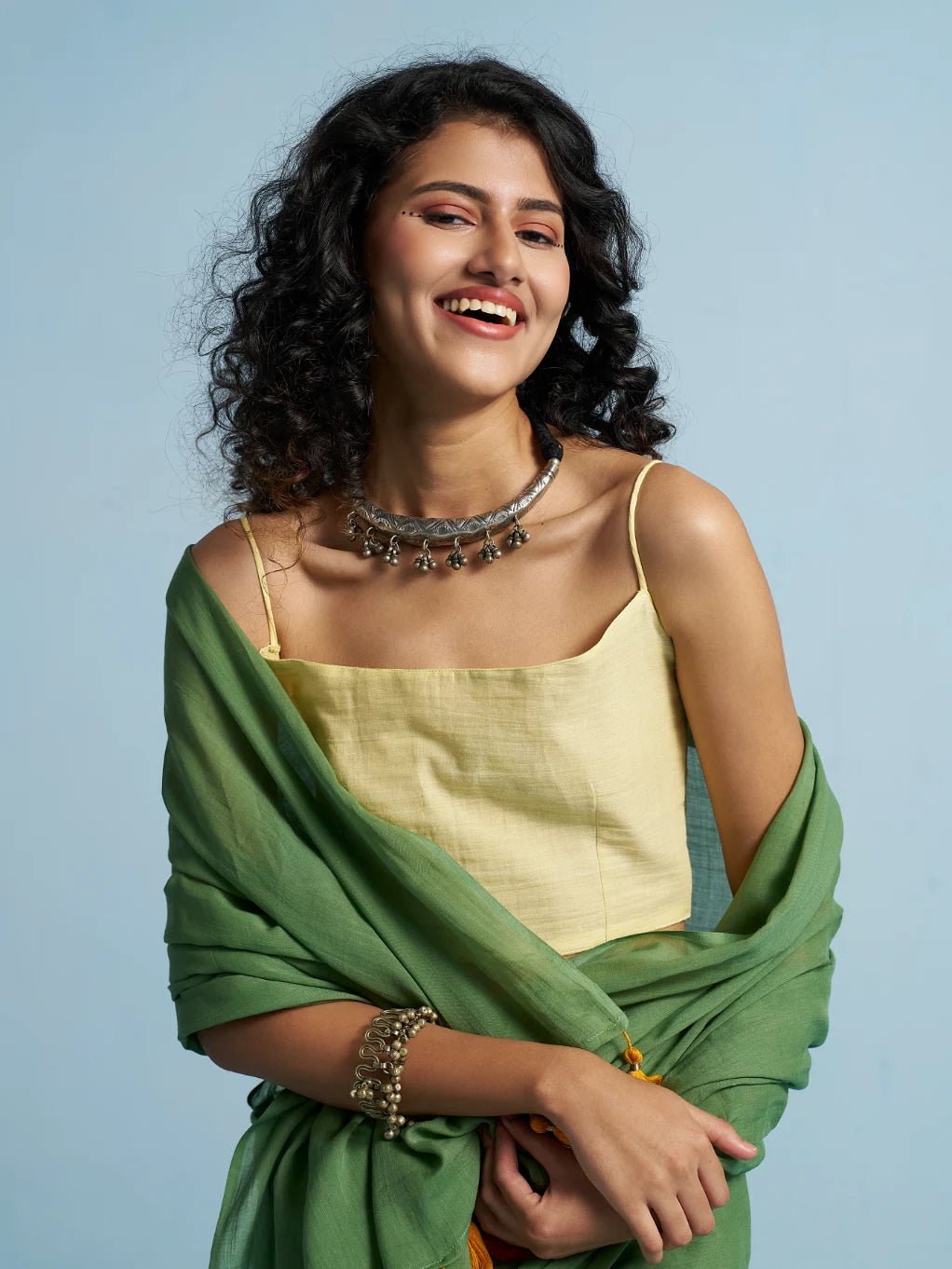 OLIVE GREEN VISCOSE MUL LIVA SOLID SAREE