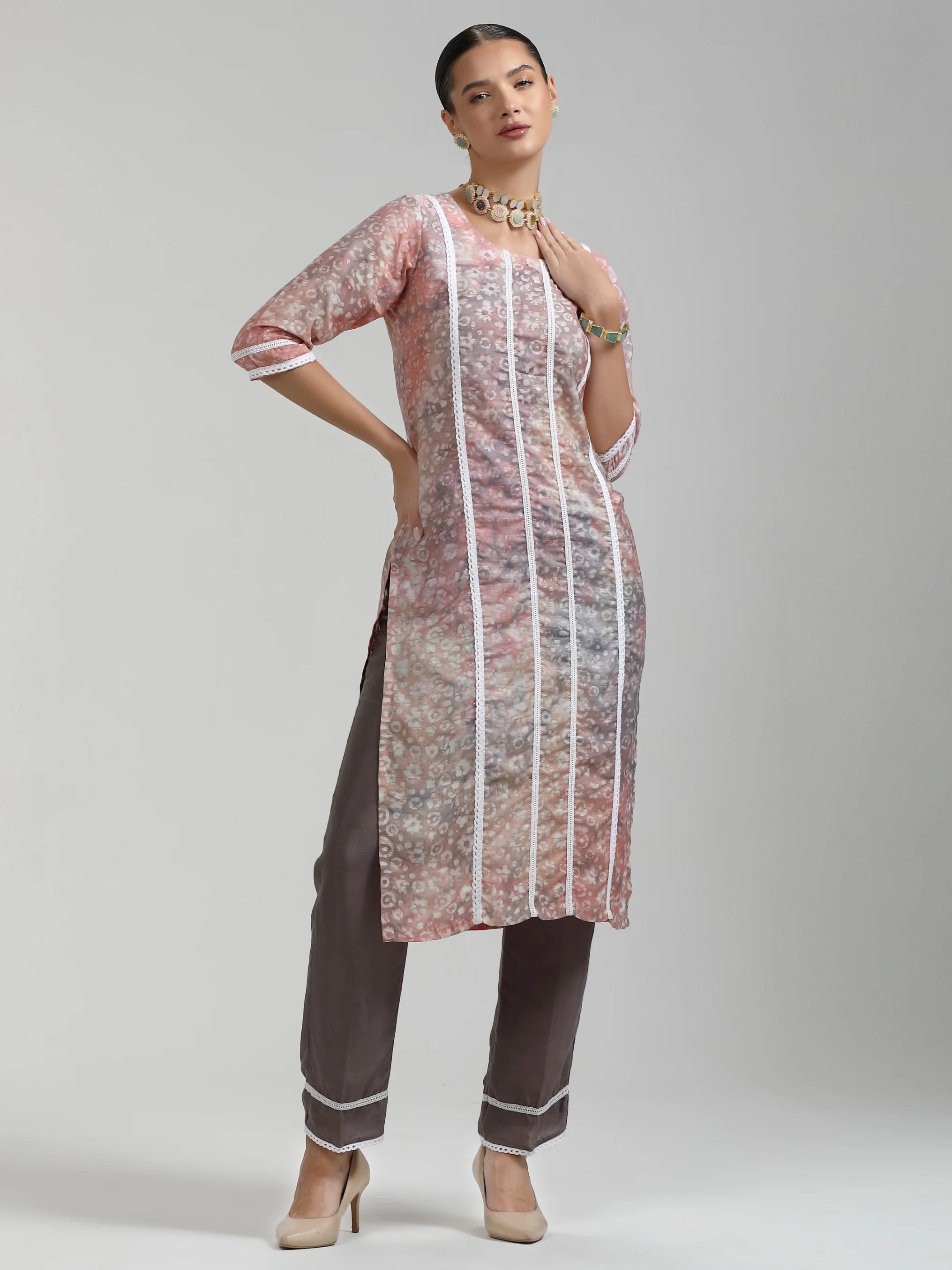 PEACH SMOOTHIE 9 BATIK PRINTED KURTA WITH PANT