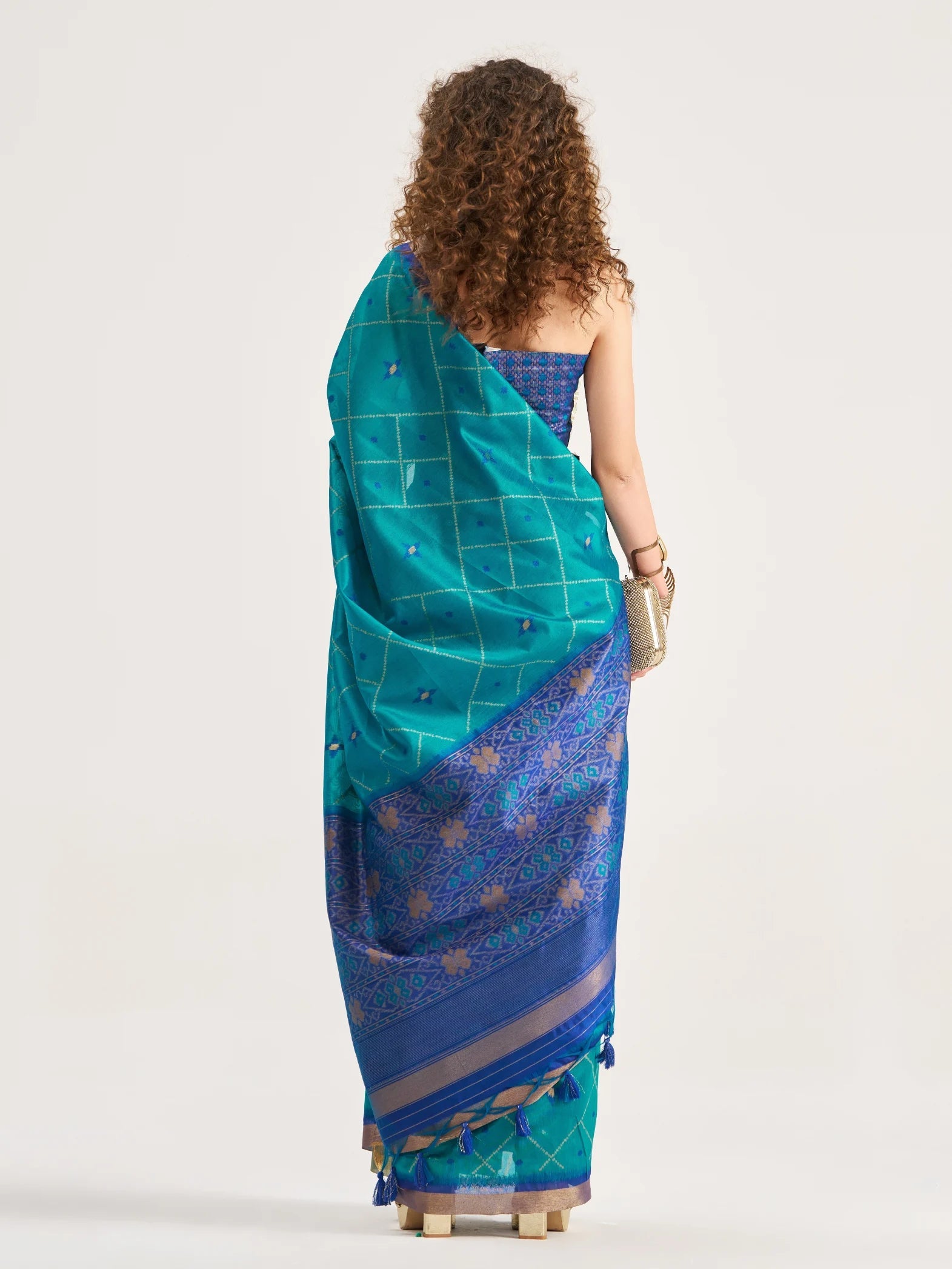 RAMA BLUE HANDWOVEN BUTTERFLY ART SILK SAREE