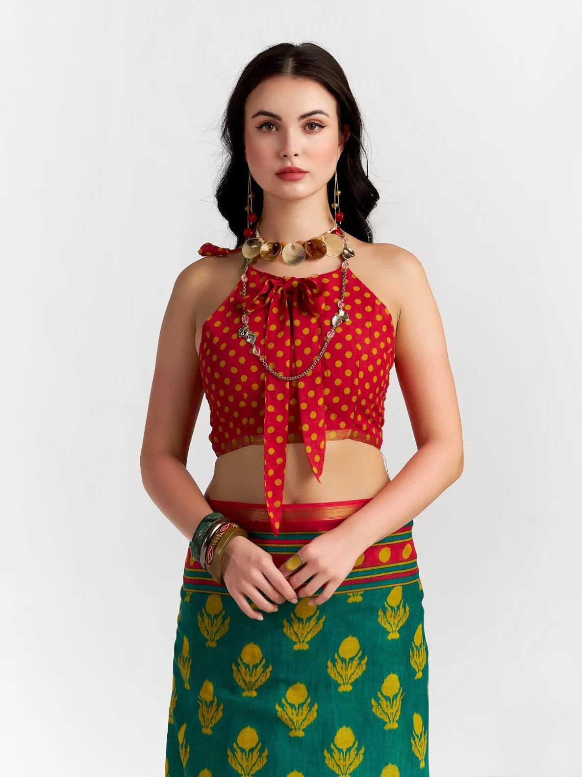 RANI & PEACOCK GREEN MULMUL COTTON LIVA DIGITAL PRINTED SAREE