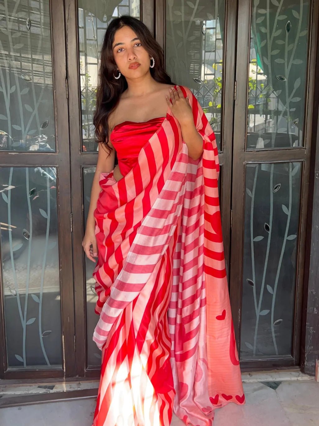 RITIKA AGARWAL IN BEMBERG MODAL SATIN DIGITAL PRINTED RED SAREE