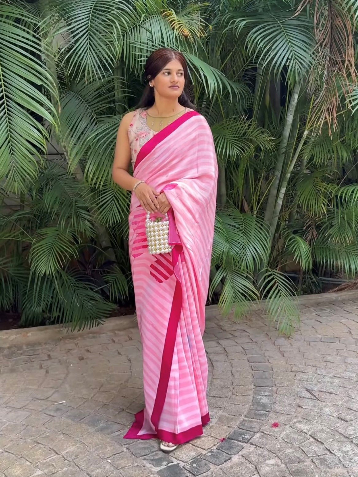 SHIKHA REDDY IN NATURAL CRAPE DIGITAL PRINTED PINK SAREE