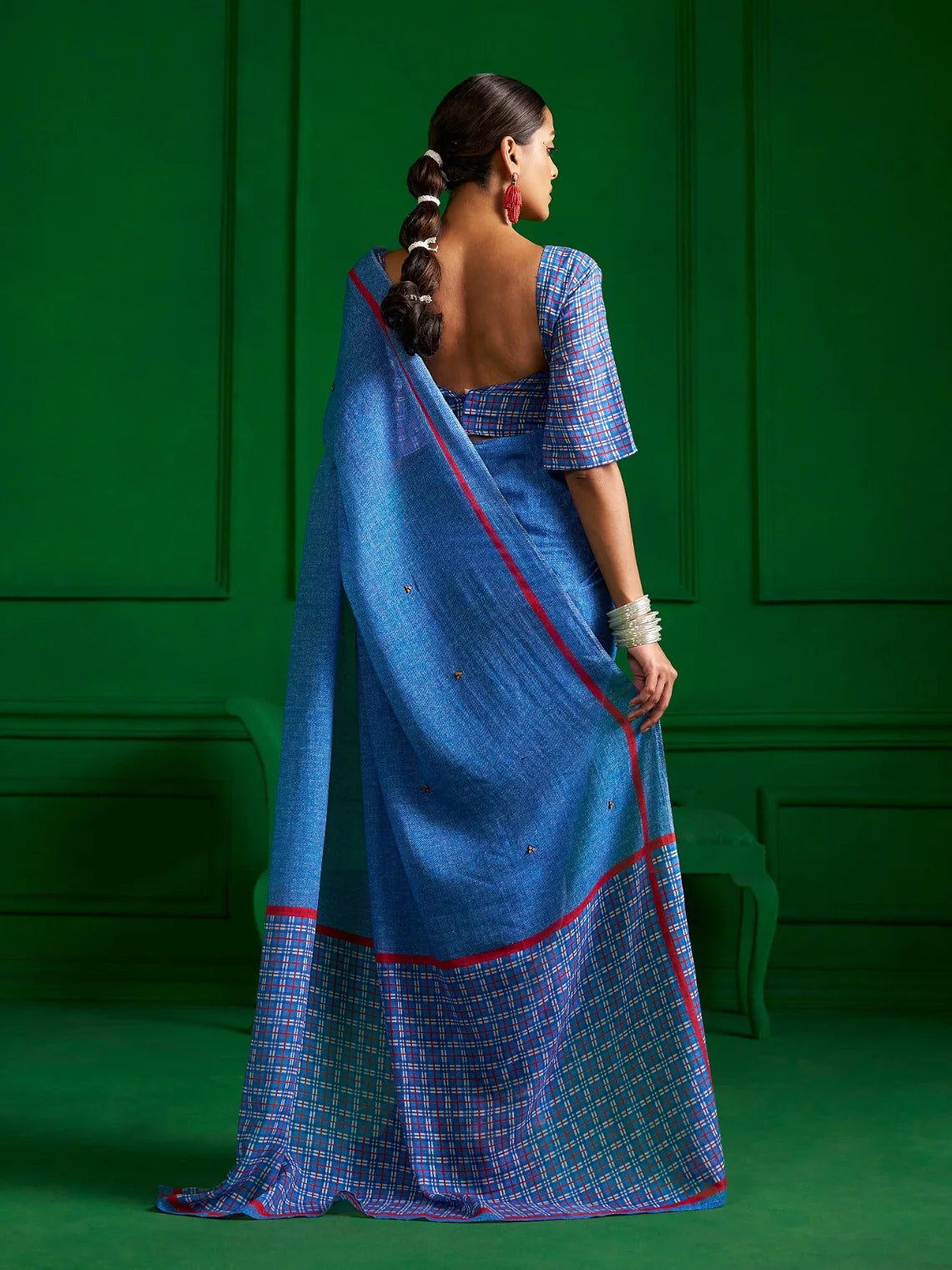 RED RIBBON DENIM SAREE