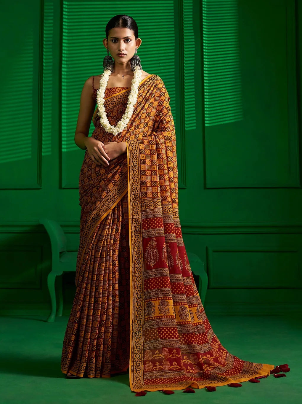 SUNKISSED MARIGOLD BAGH PRINT SAREE