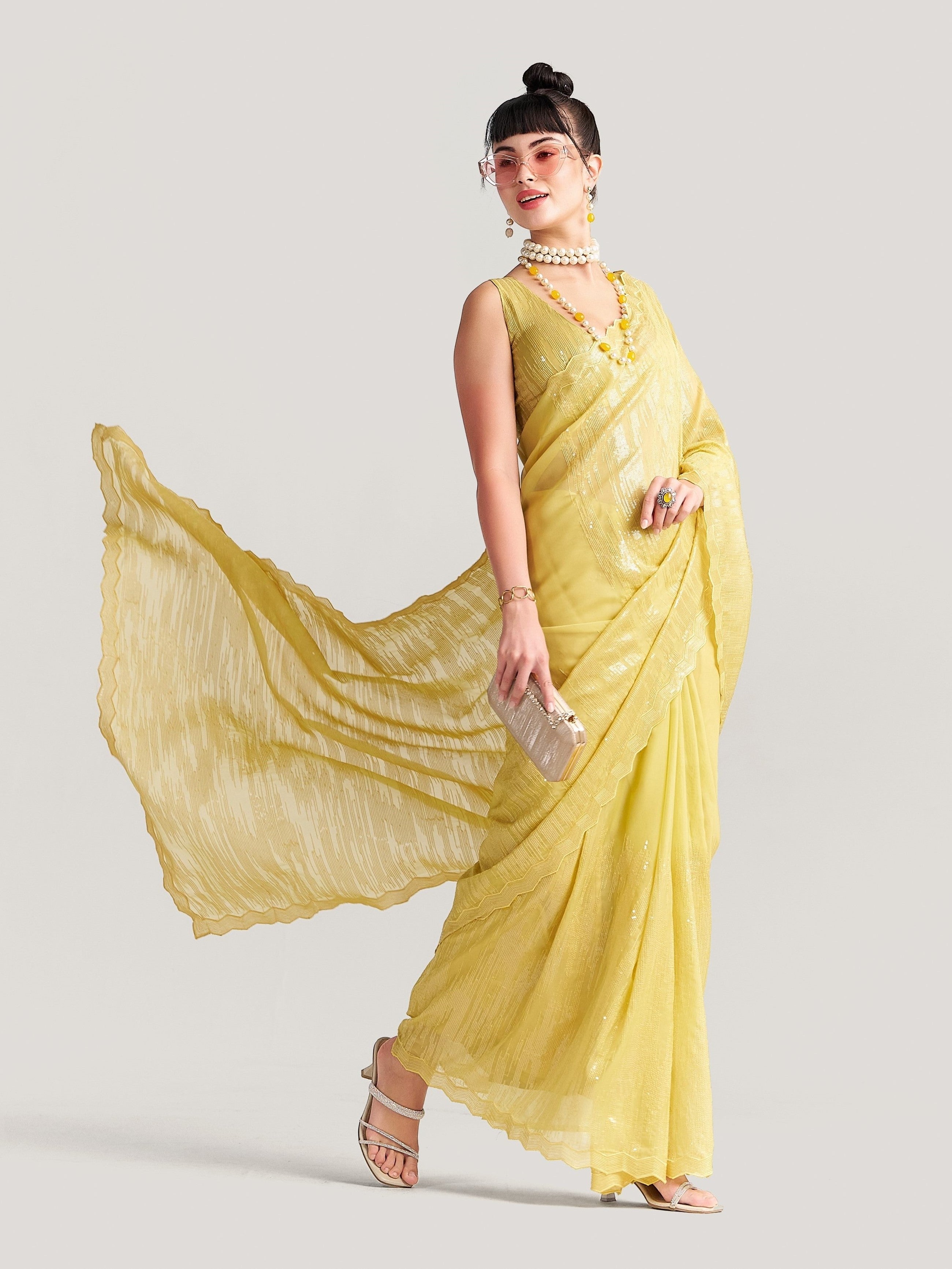 FEEZY MILKY FLEX EMBROIDERY SAREE WITH BLOUSE