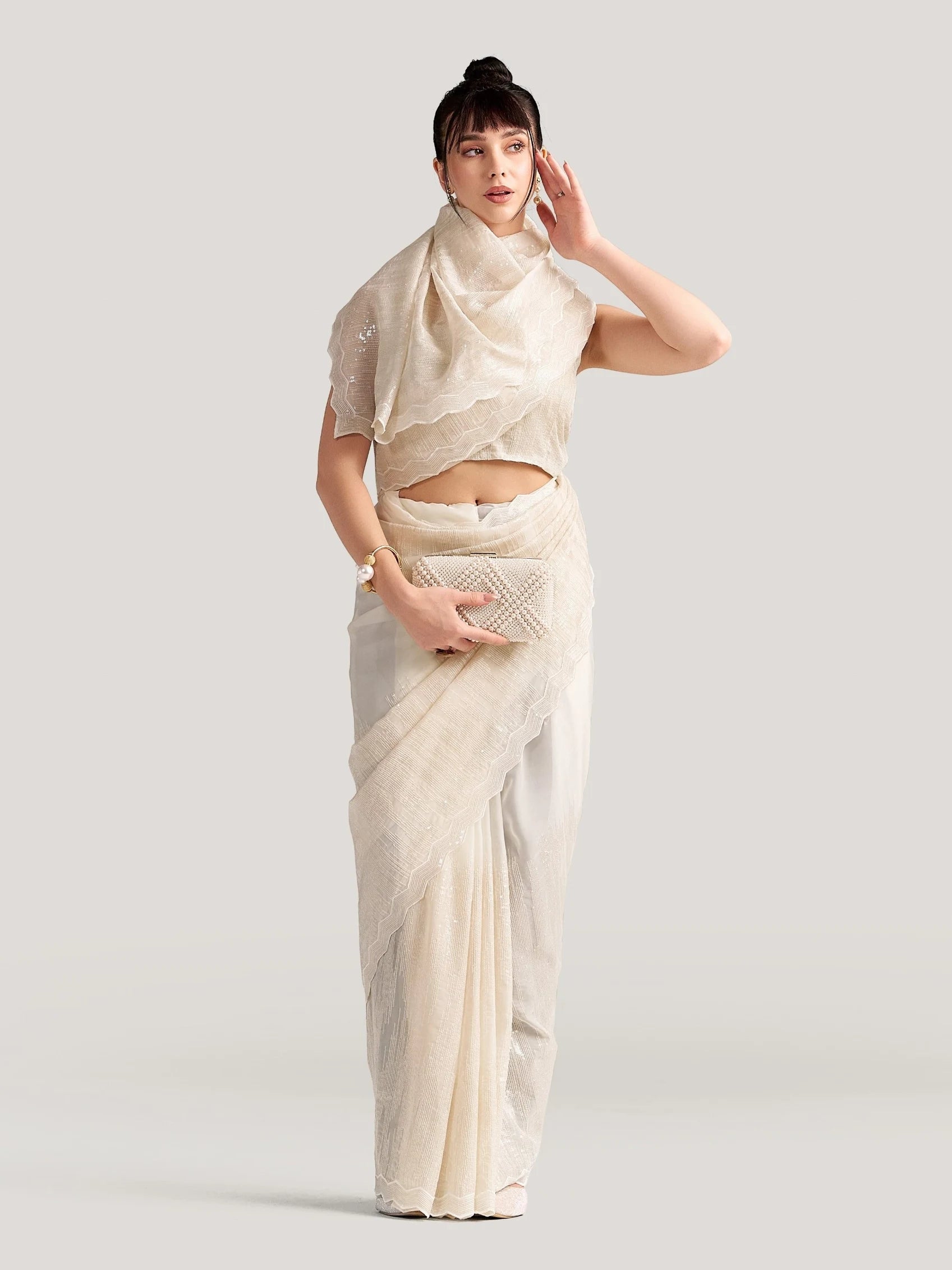 FEEZY MILKY FLEX EMBROIDERY SAREE WITH BLOUSE