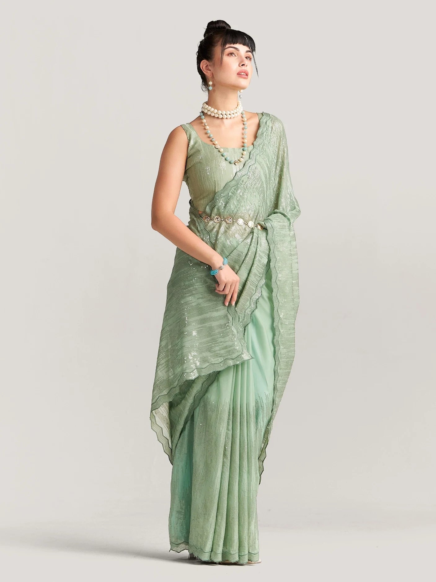 FEEZY MILKY FLEX EMBROIDERY SAREE WITH BLOUSE