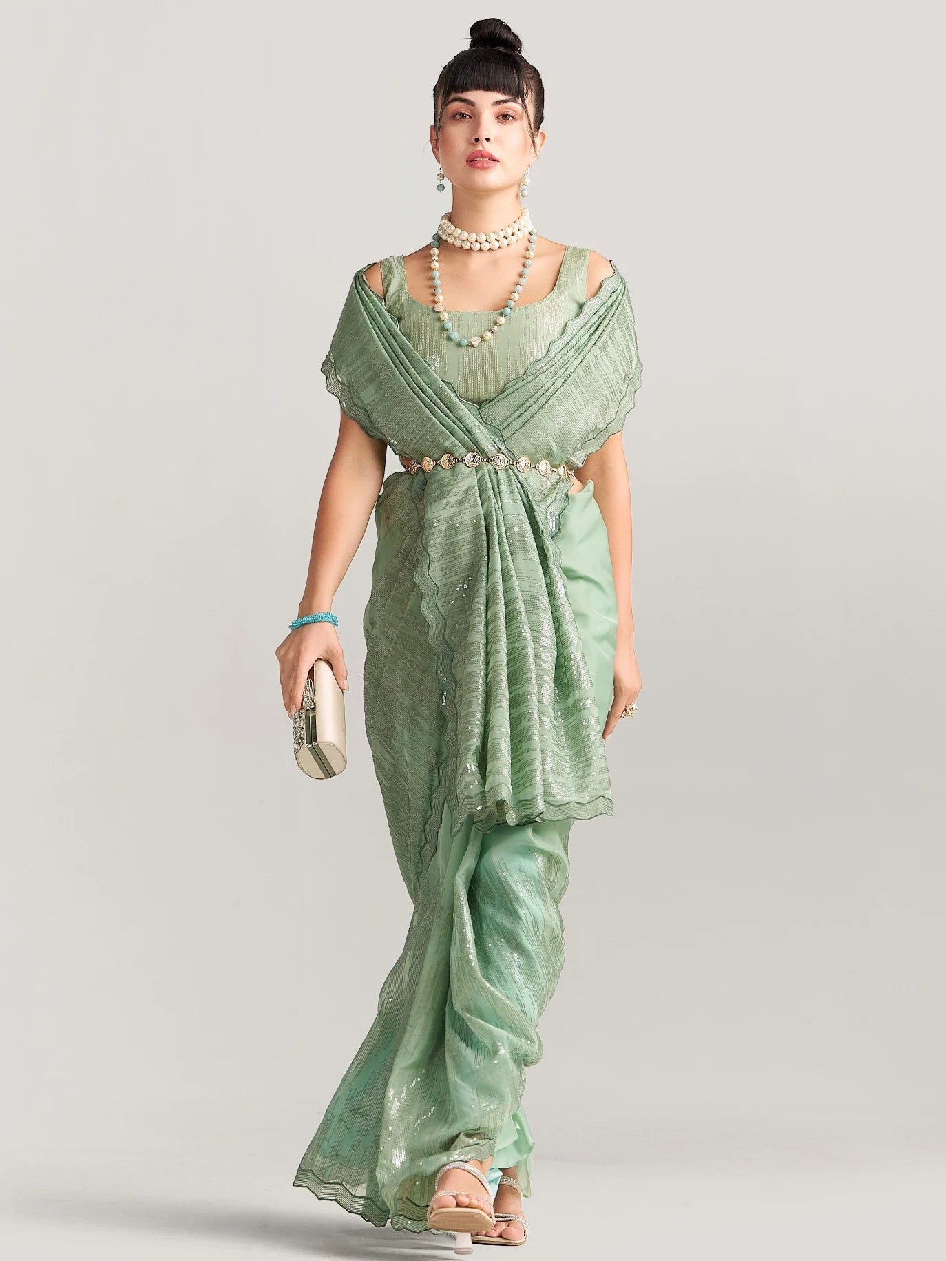 FEEZY MILKY FLEX EMBROIDERY SAREE WITH BLOUSE