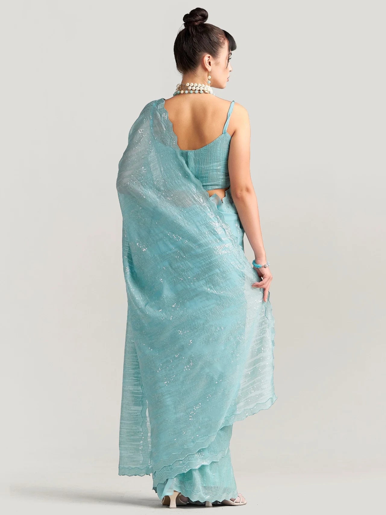 FEEZY MILKY FLEX EMBROIDERY SAREE WITH BLOUSE