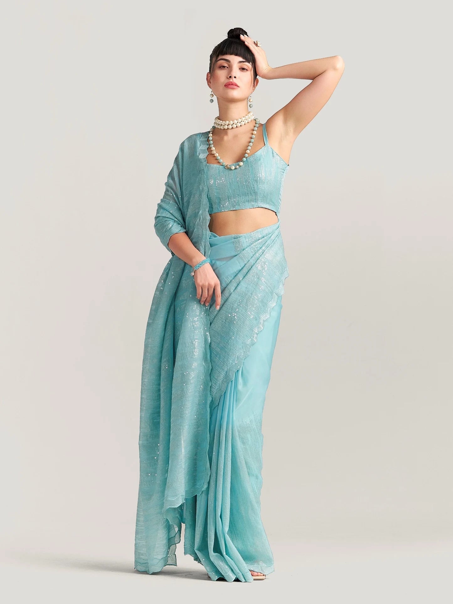 FEEZY MILKY FLEX EMBROIDERY SAREE WITH BLOUSE