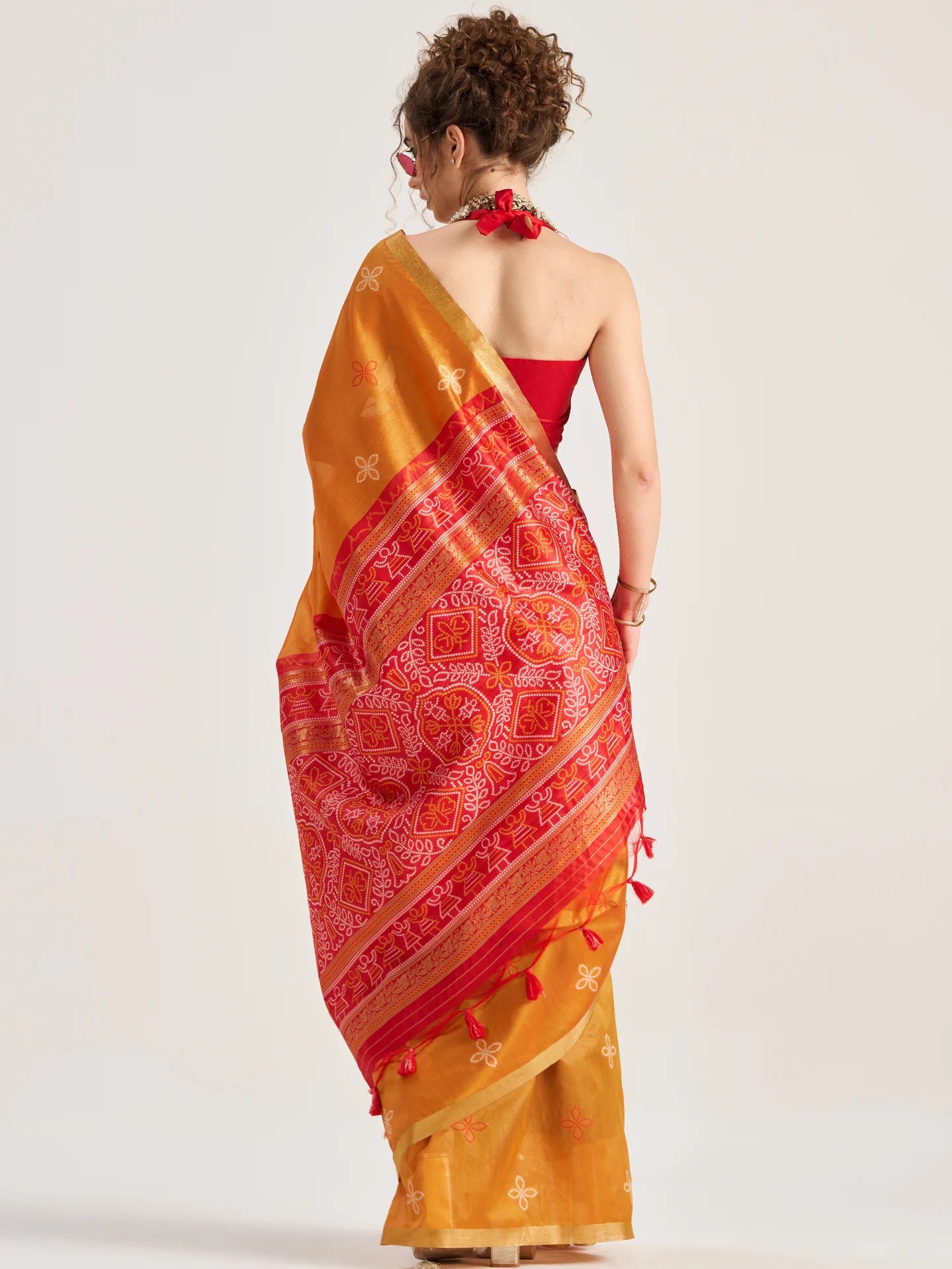 ART SILK BANDHEJ SAREE WITH BLOUSE