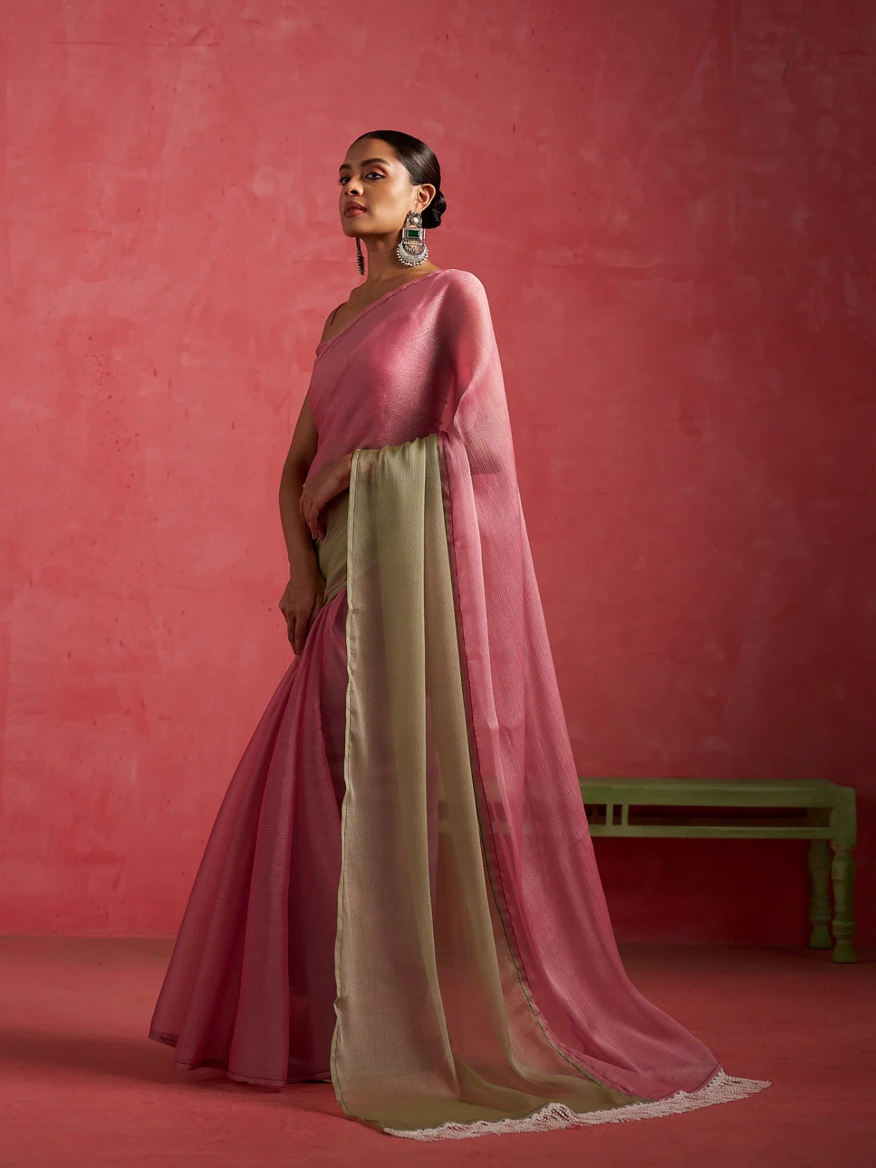 GUCCI CHIFFON HALF N HALF SAREE