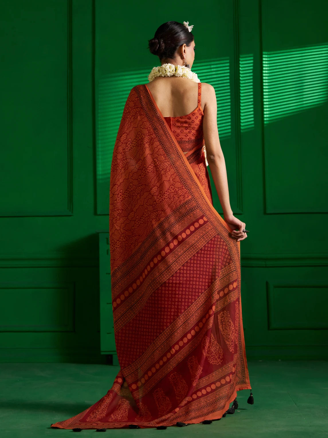 SAFFRON SOAR BAGH PRINT SAREE