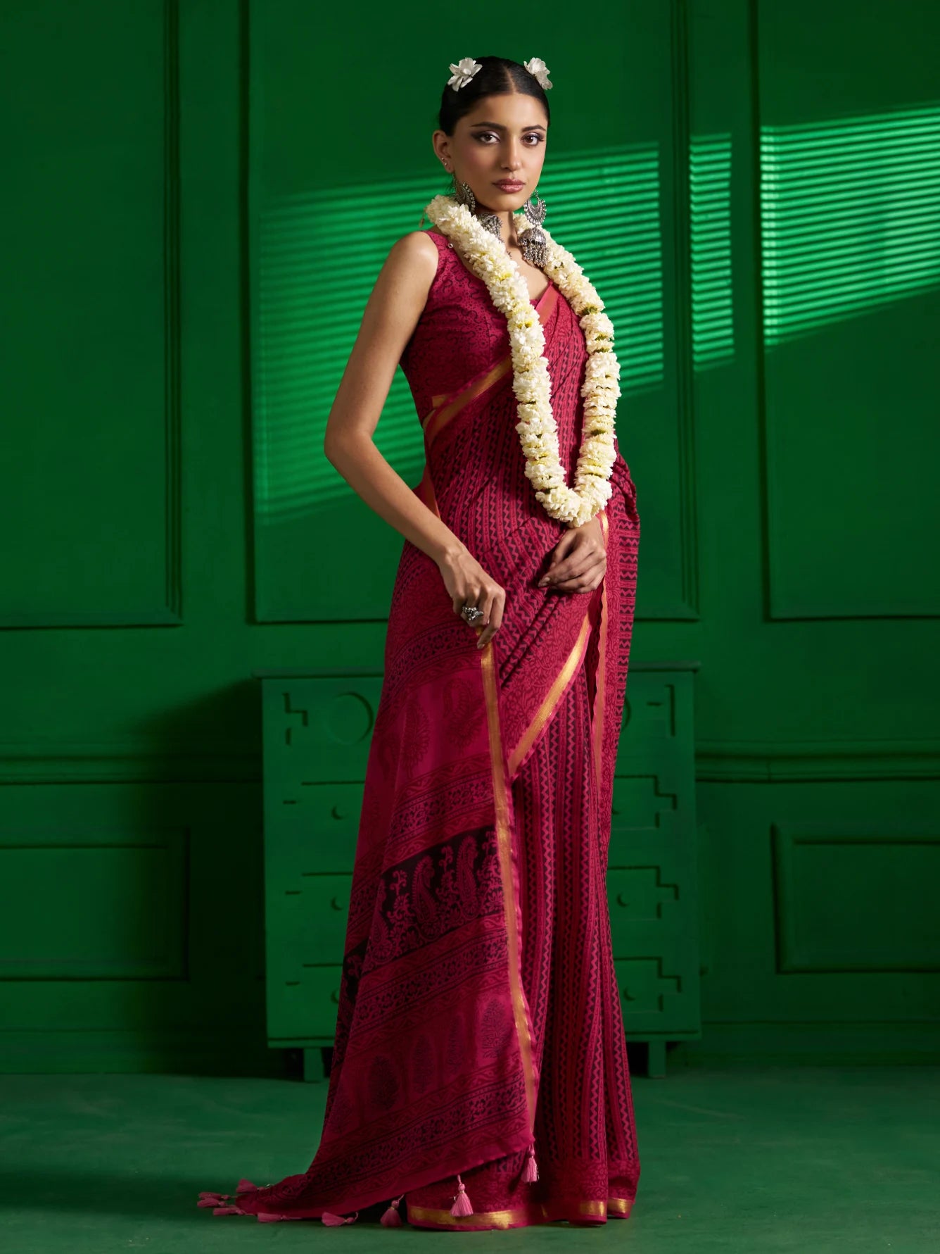 PINK DUSK BAGH PRINT SAREE