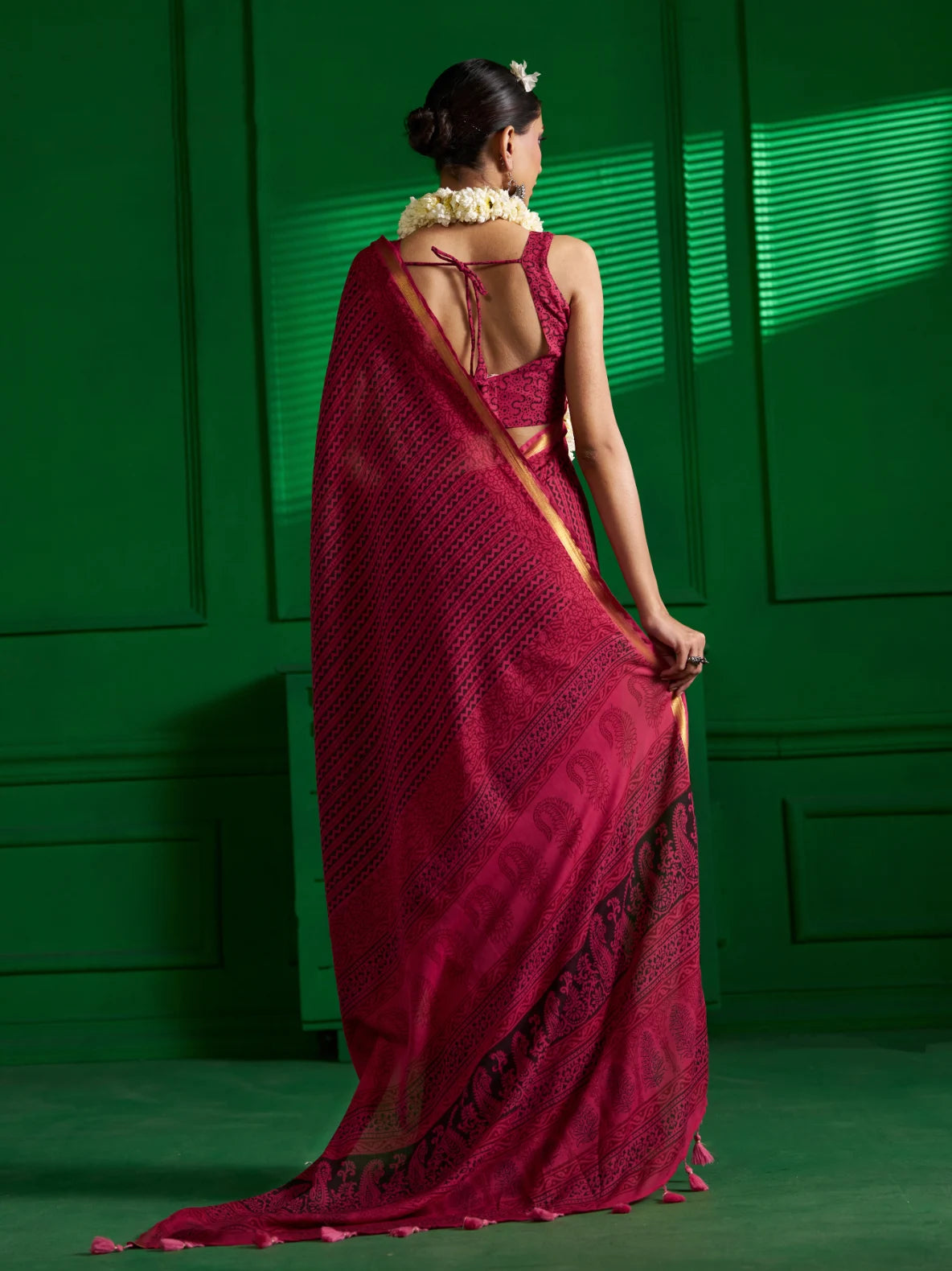 PINK DUSK BAGH PRINT SAREE