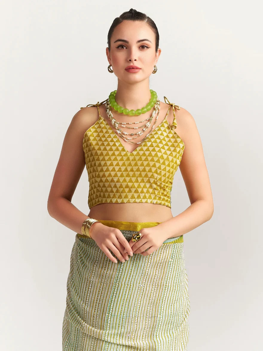 VISCOSE MUL LIVA BLOCK PRINTED SAREE WITH BLOUSE