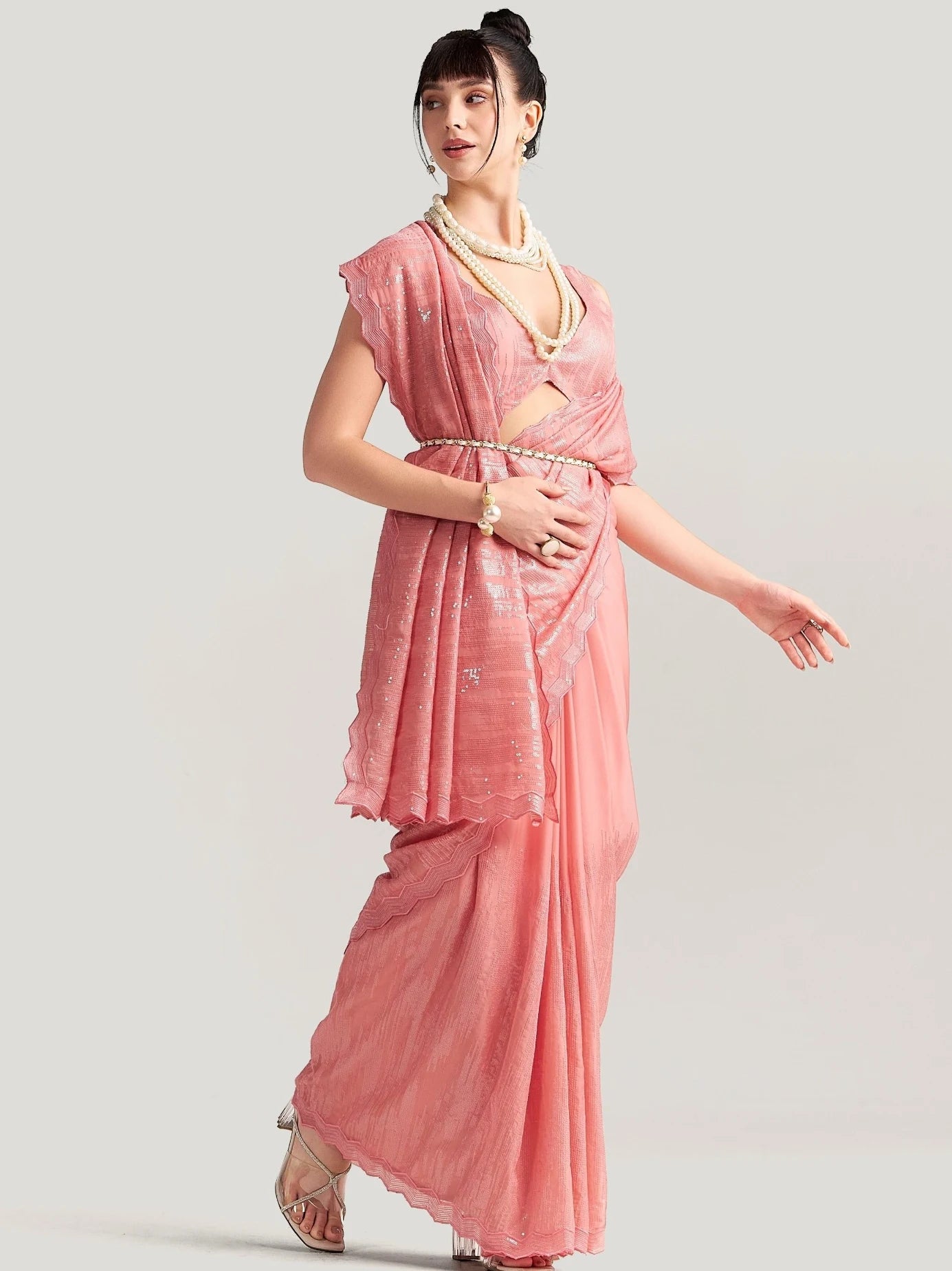 FEEZY MILKY FLEX EMBROIDERY SAREE WITH BLOUSE