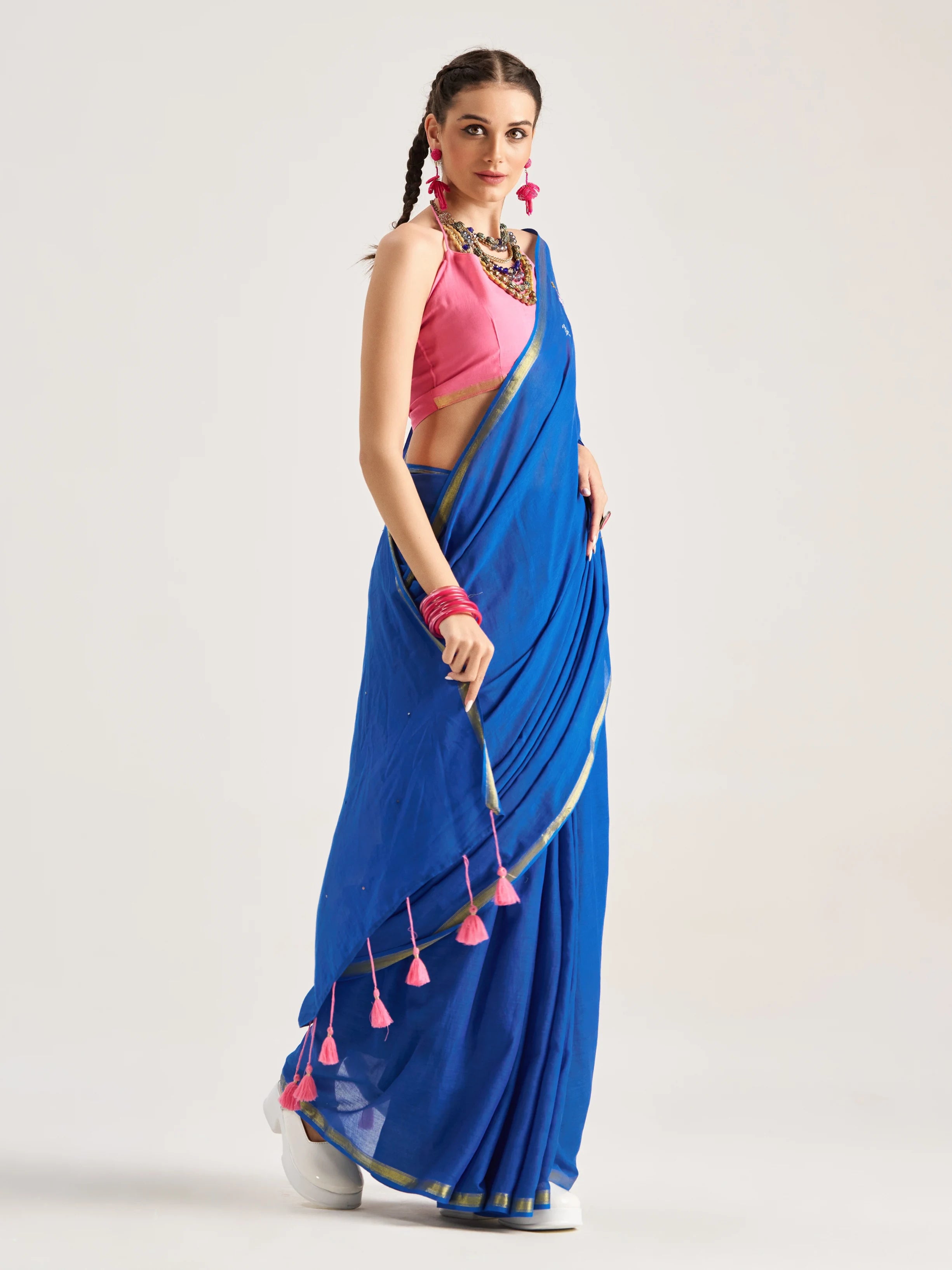 VISCOSE MUL SAGITTARIUS VEDIC ZODIAC HAND EMBROIDERED SAREE