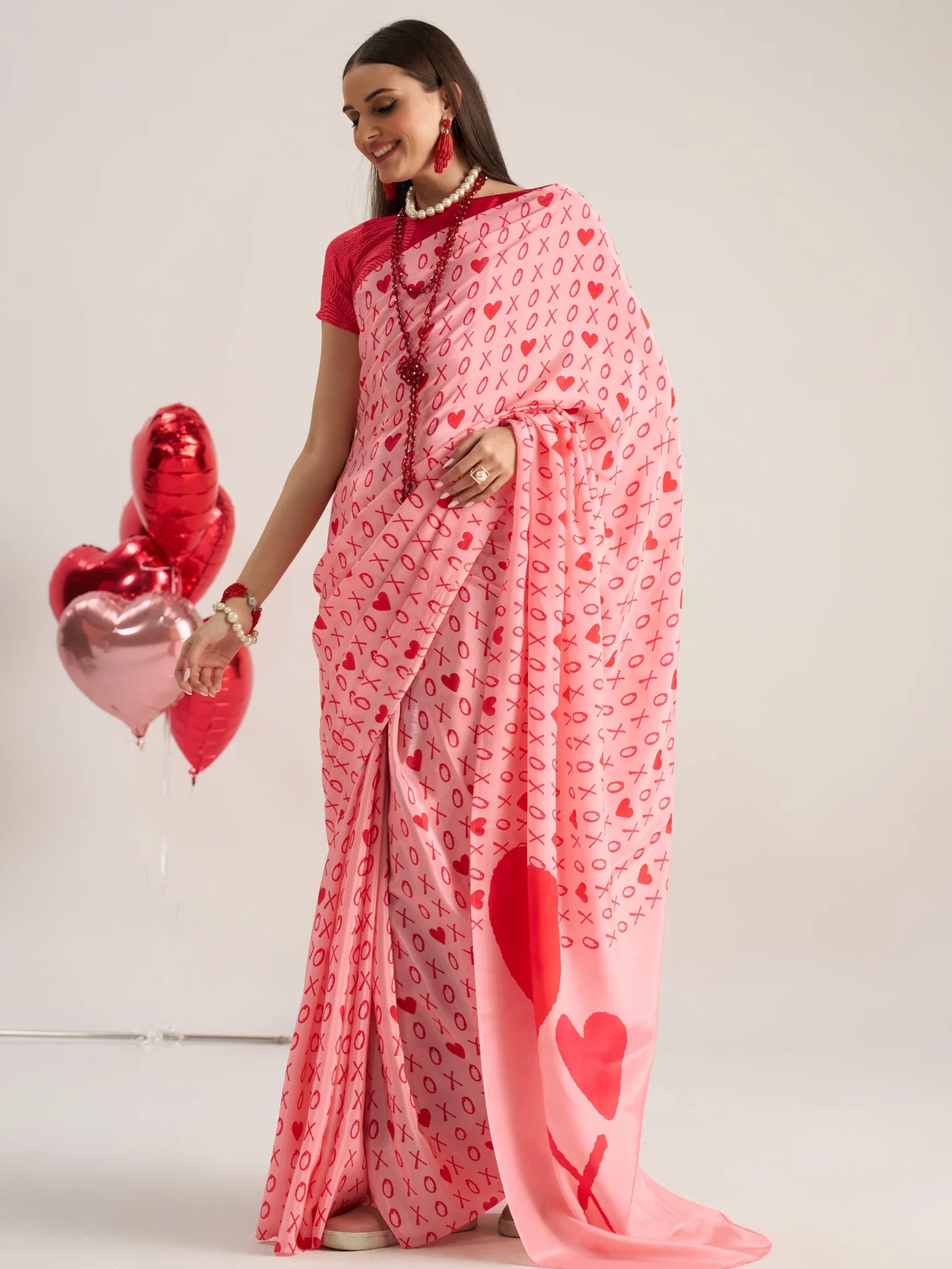 NATURAL CRAPE DIGITAL PRINTED PEACH SAREE