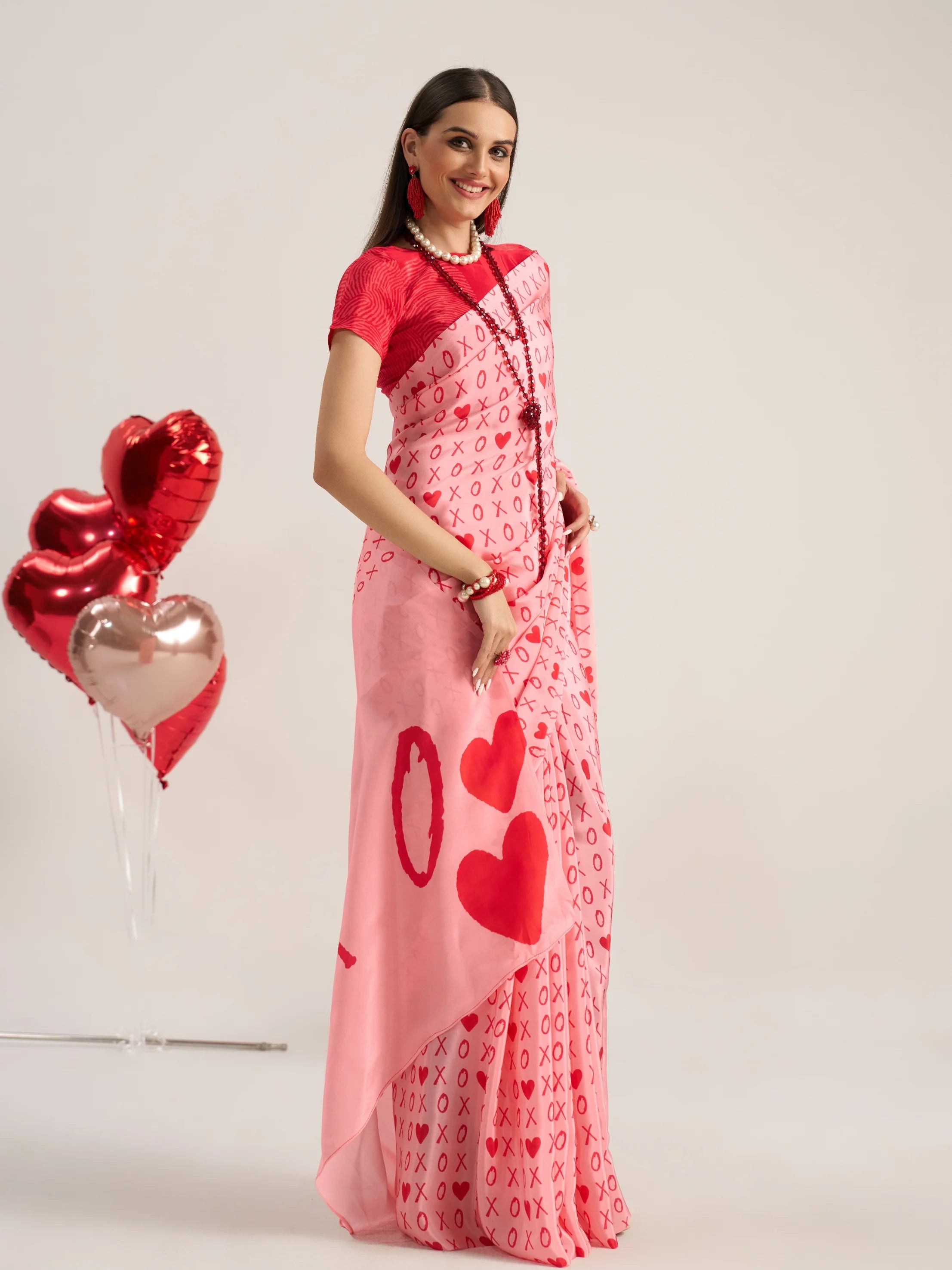 NATURAL CRAPE DIGITAL PRINTED PEACH SAREE