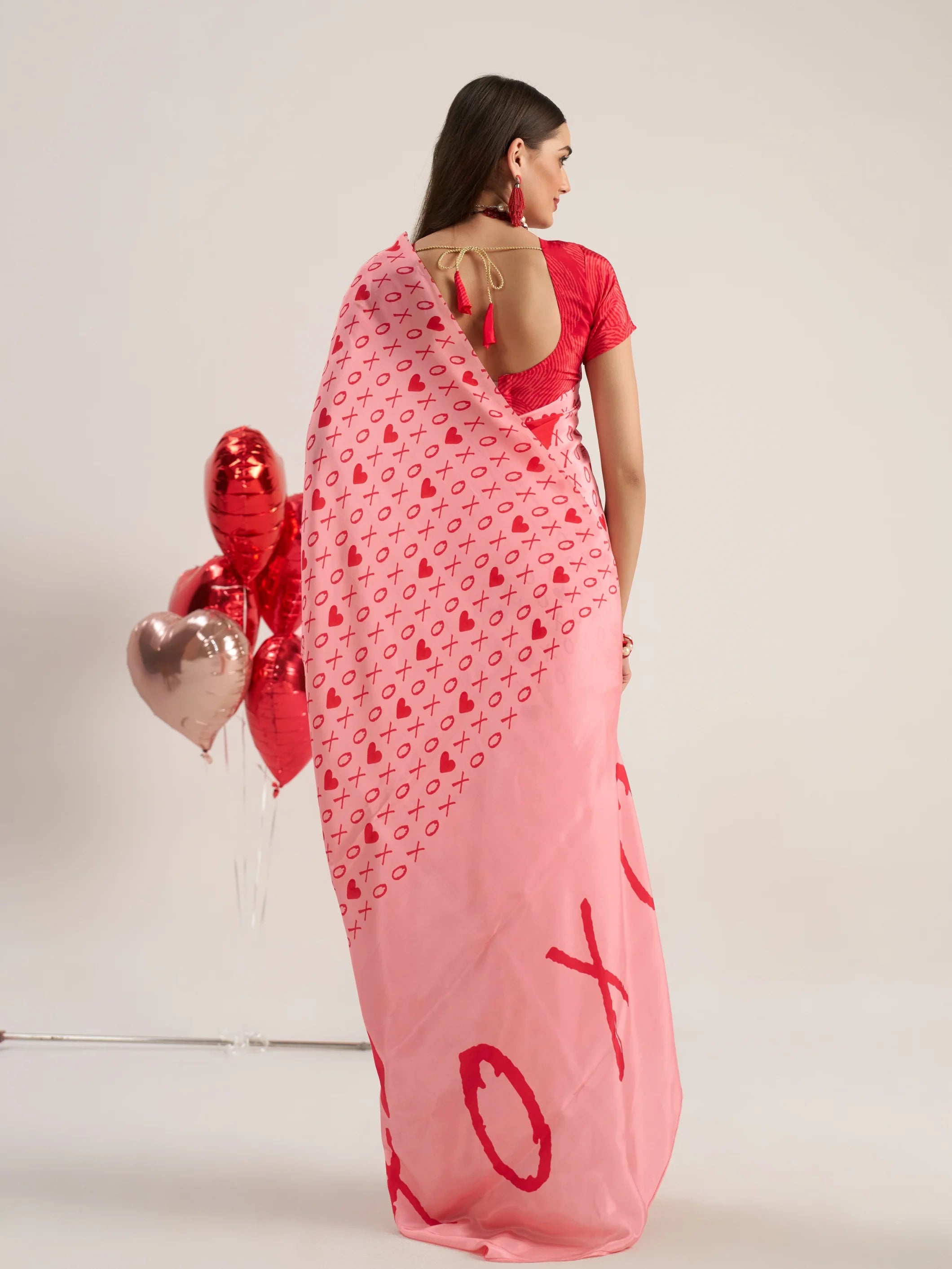 NATURAL CRAPE DIGITAL PRINTED PEACH SAREE