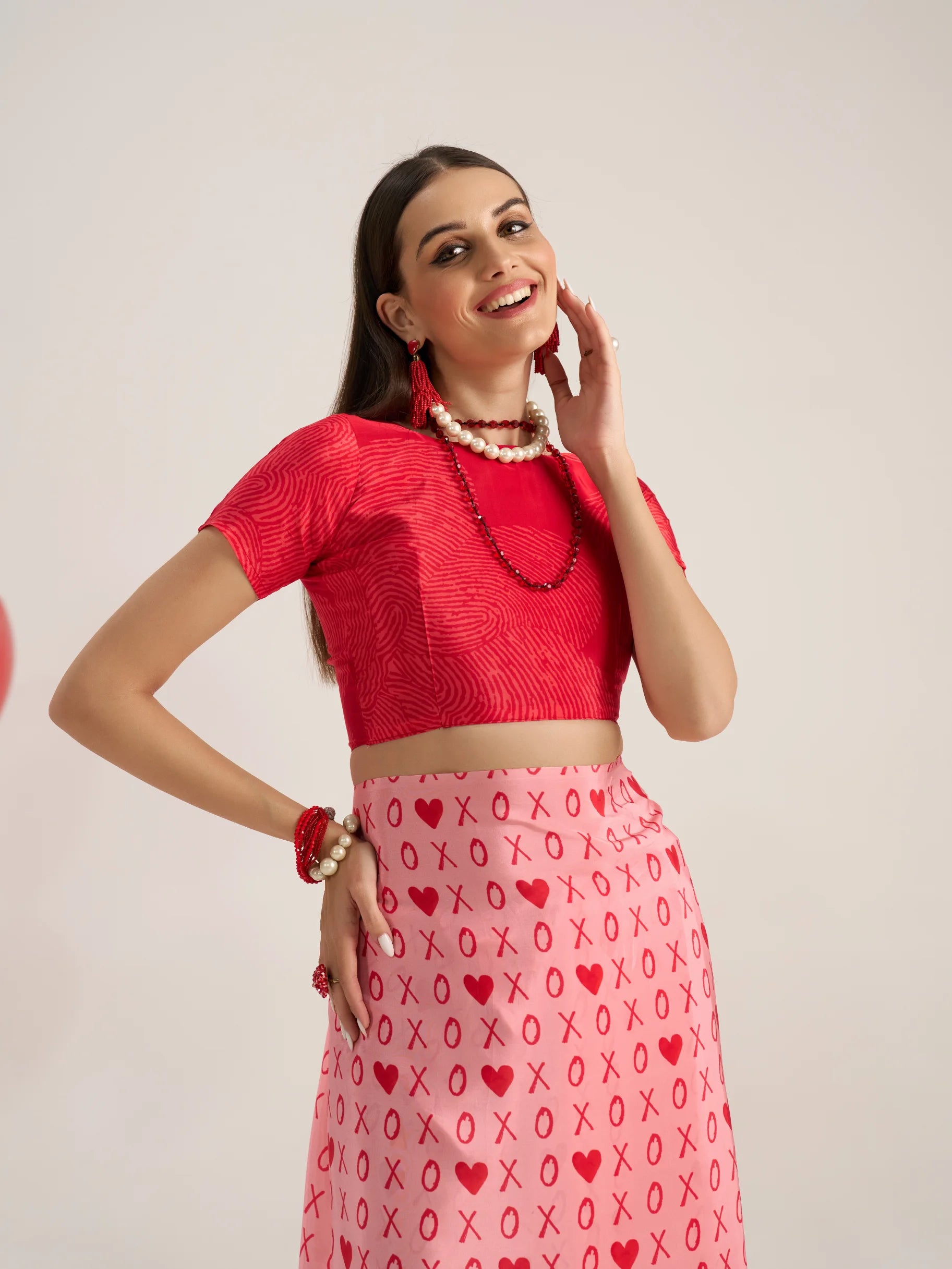 CHARU TYAGI IN NATURAL CRAPE DIGITAL PRINTED PEACH SAREE
