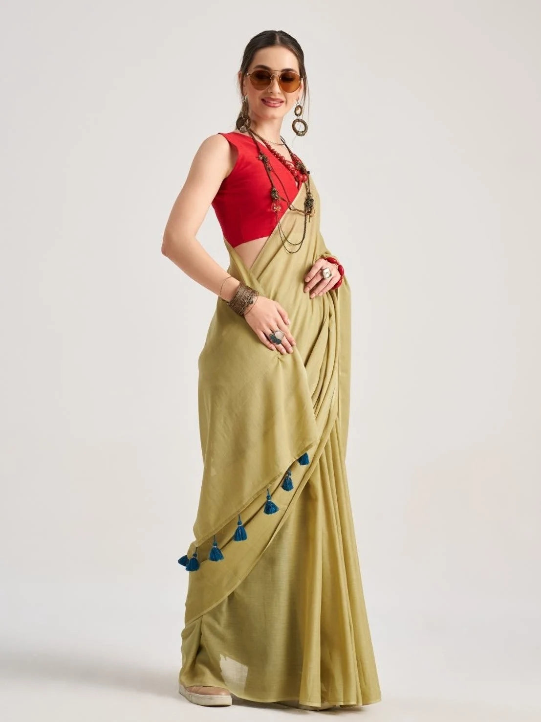 VISCOSE MUL LIVA SOLID SAREE