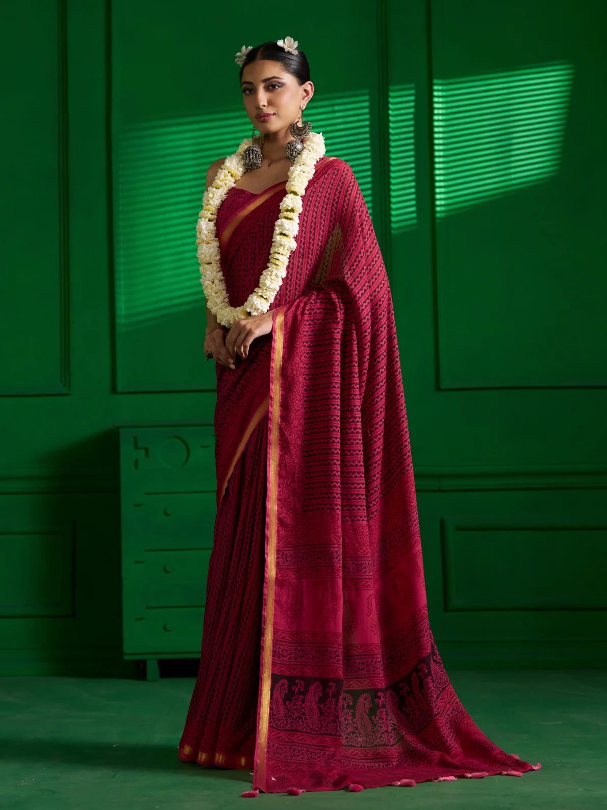 PINK DUSK BAGH PRINT SAREE