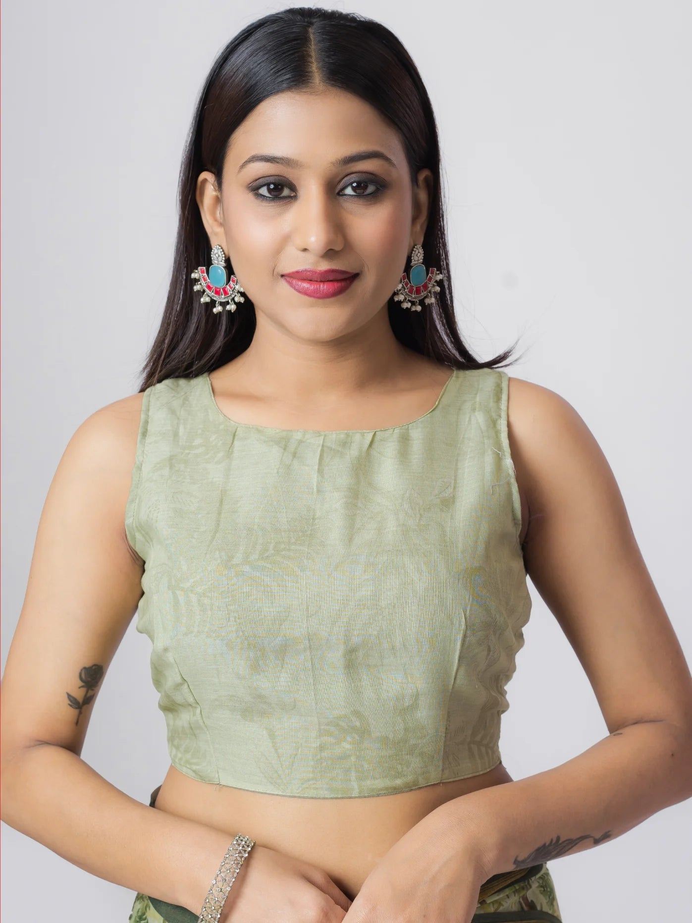 TEA GREEN VISCOSE MUL LIVA DIGITAL PRINTED SAREE