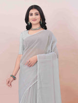 GREY ORGANZA SAREE