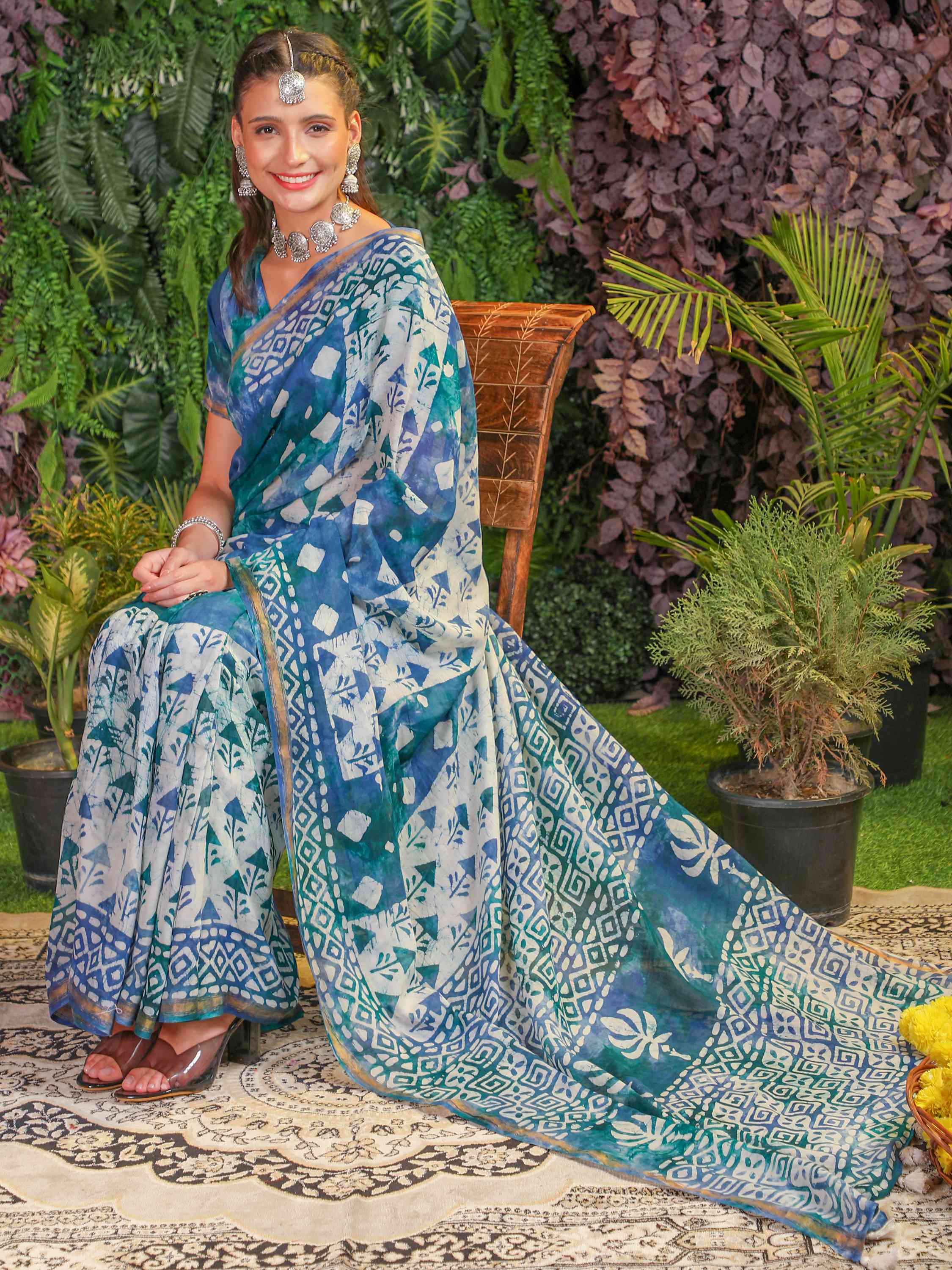 DUNGRANI BLUE COTTON X BATIK LIVA SAREE