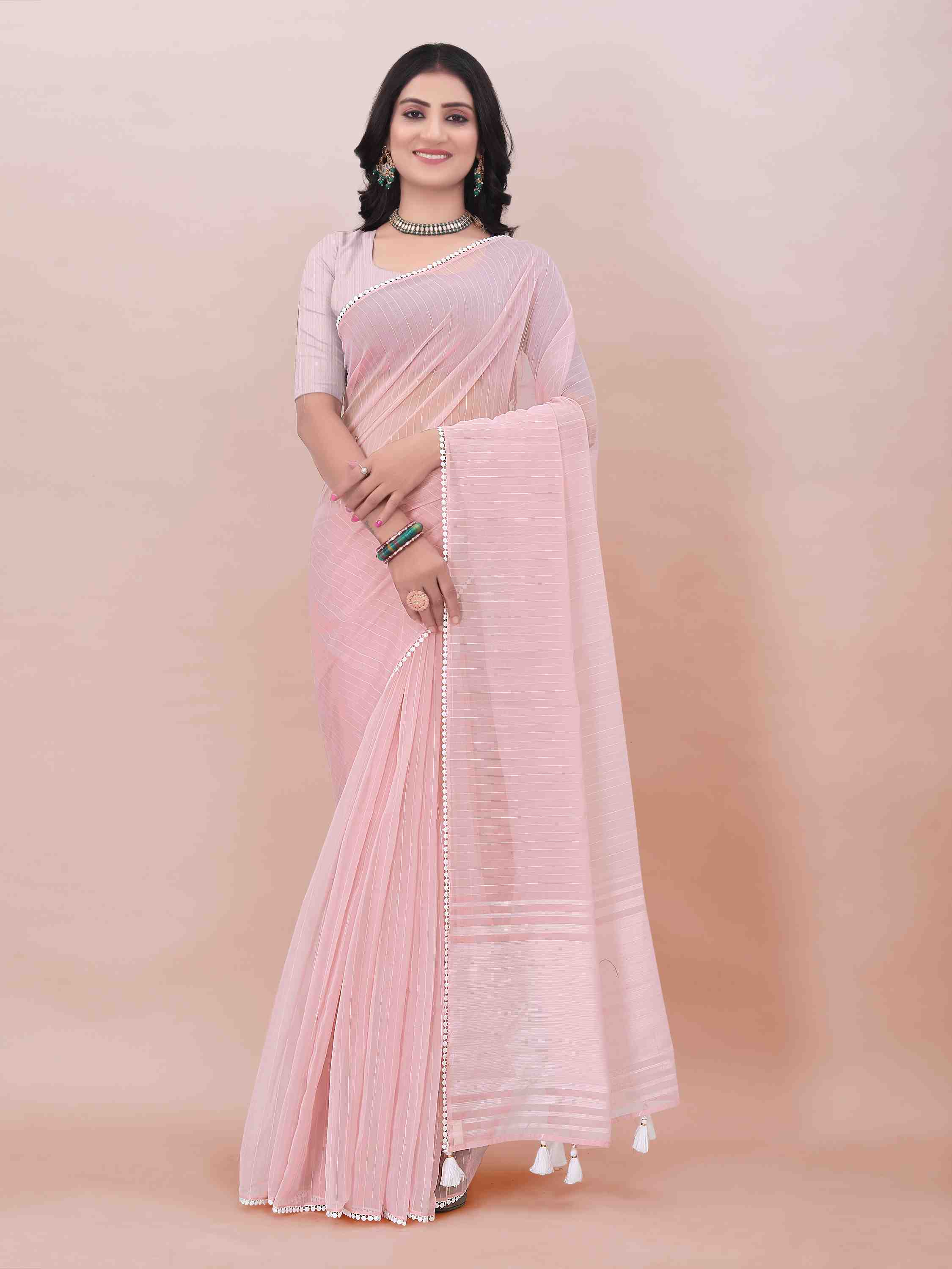 PINK ORGANZA SAREE